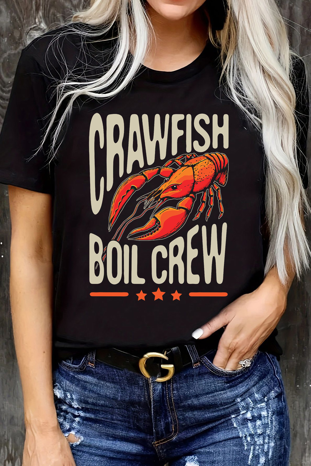 Black CRAWFISH BOIL CREW Graphic Casual T Shirt - loveforevers