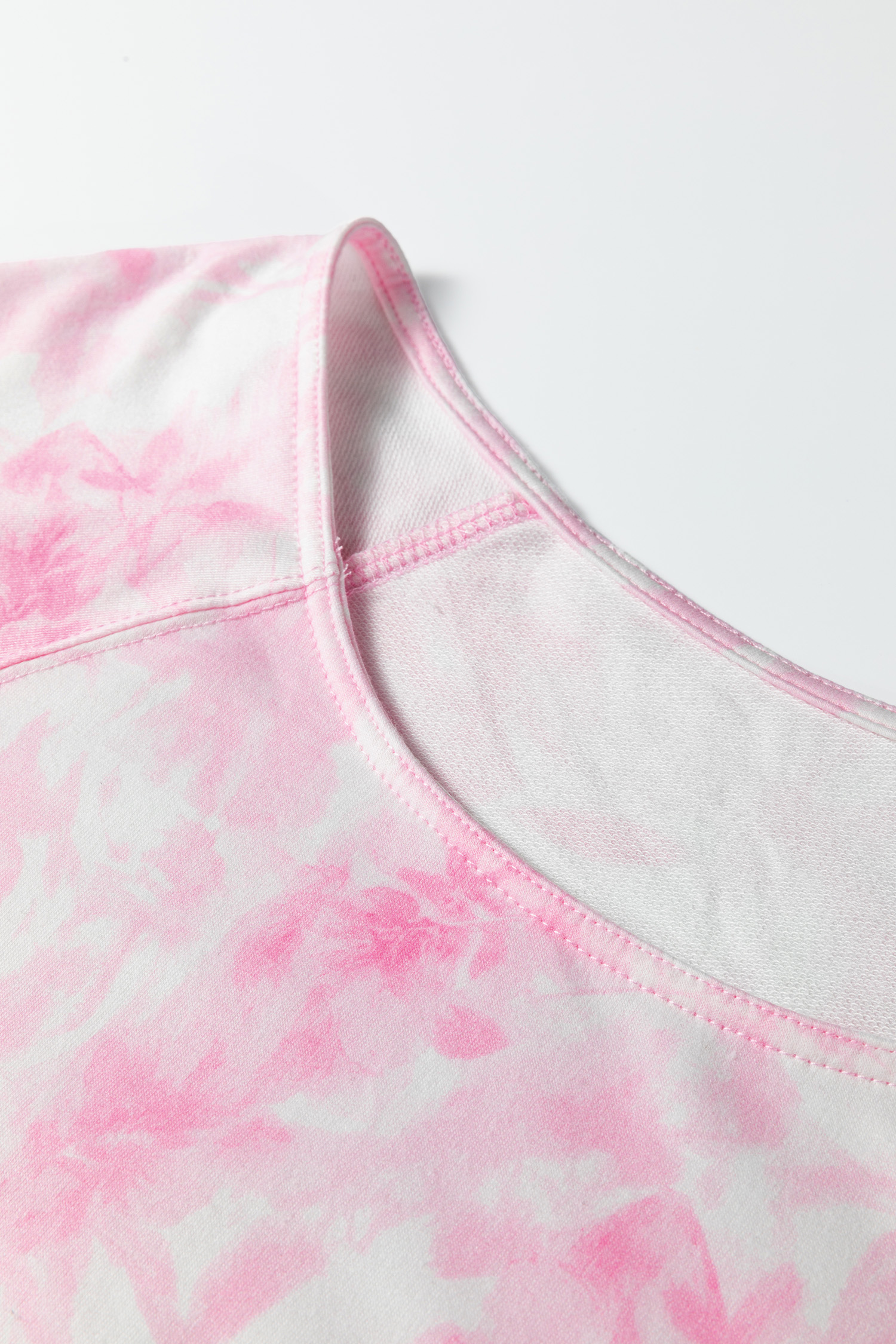 Pink Abstract Woodland Print Asymmetric Shoulder Long Sleeve Top - loveforevers
