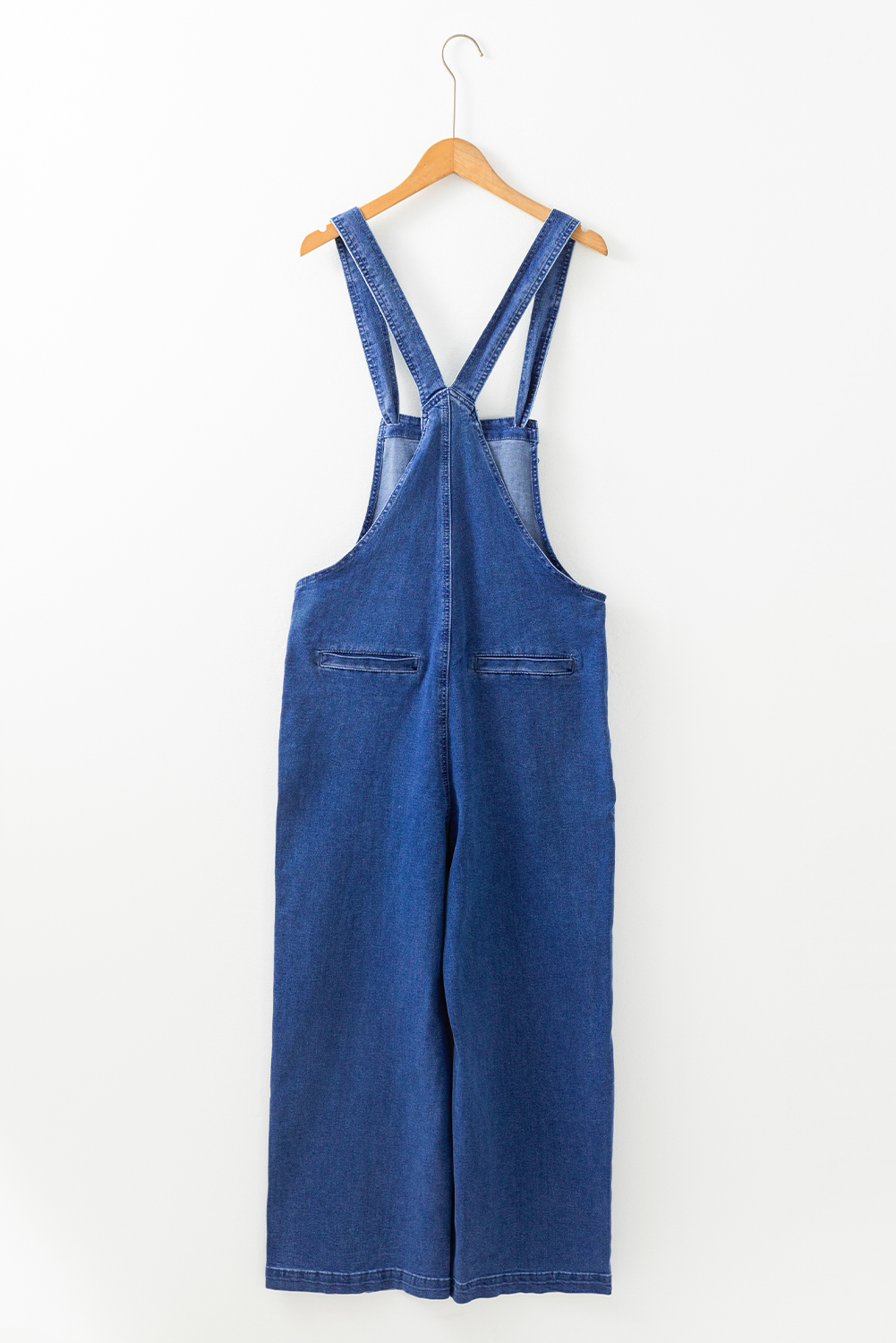 Prussian Blue Mineral Wash Knotted Strap Patched Pocket Wide Leg Denim Overall - loveforevers