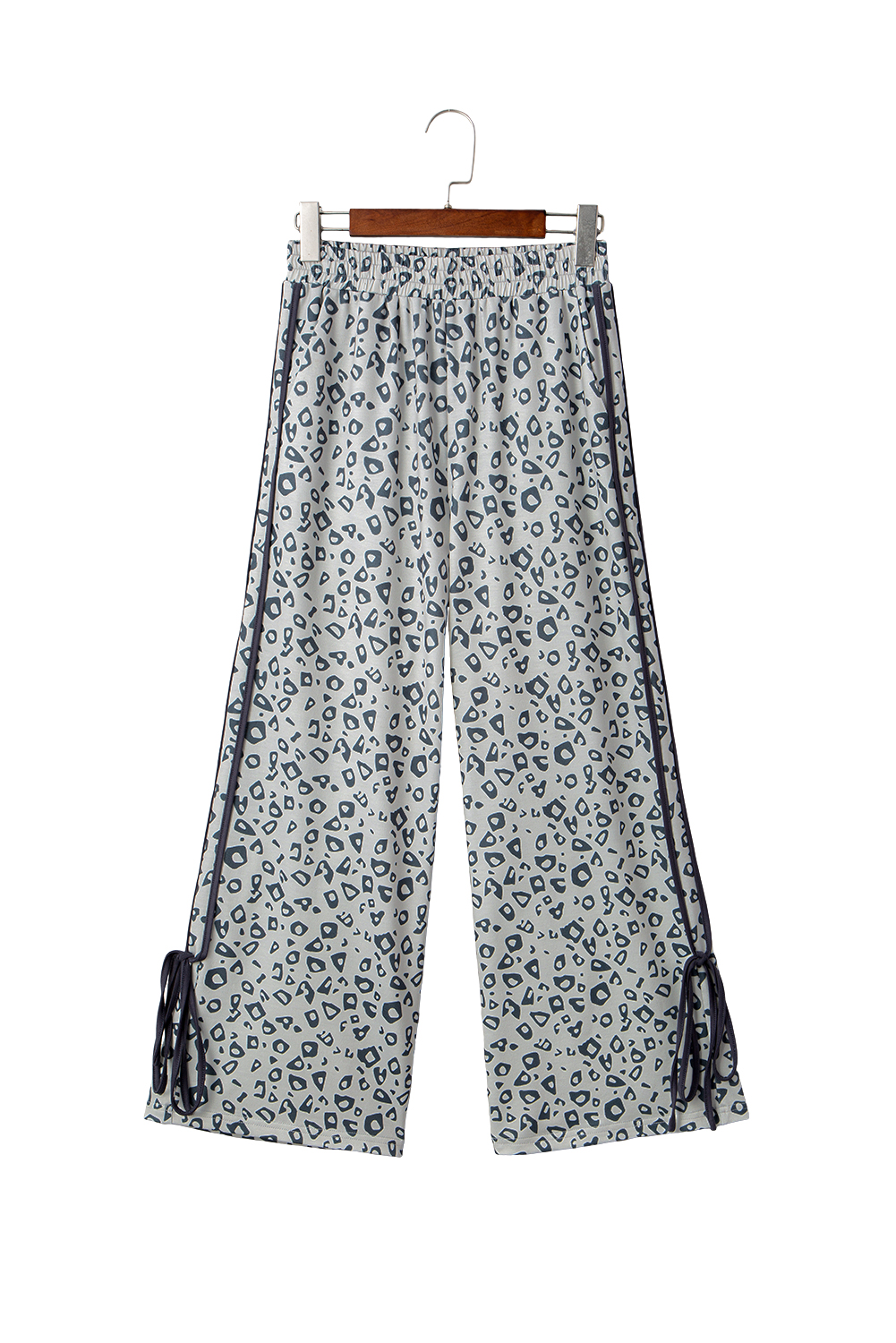 Gray Leopard High Waist Side Bow Straight Leg - loveforevers