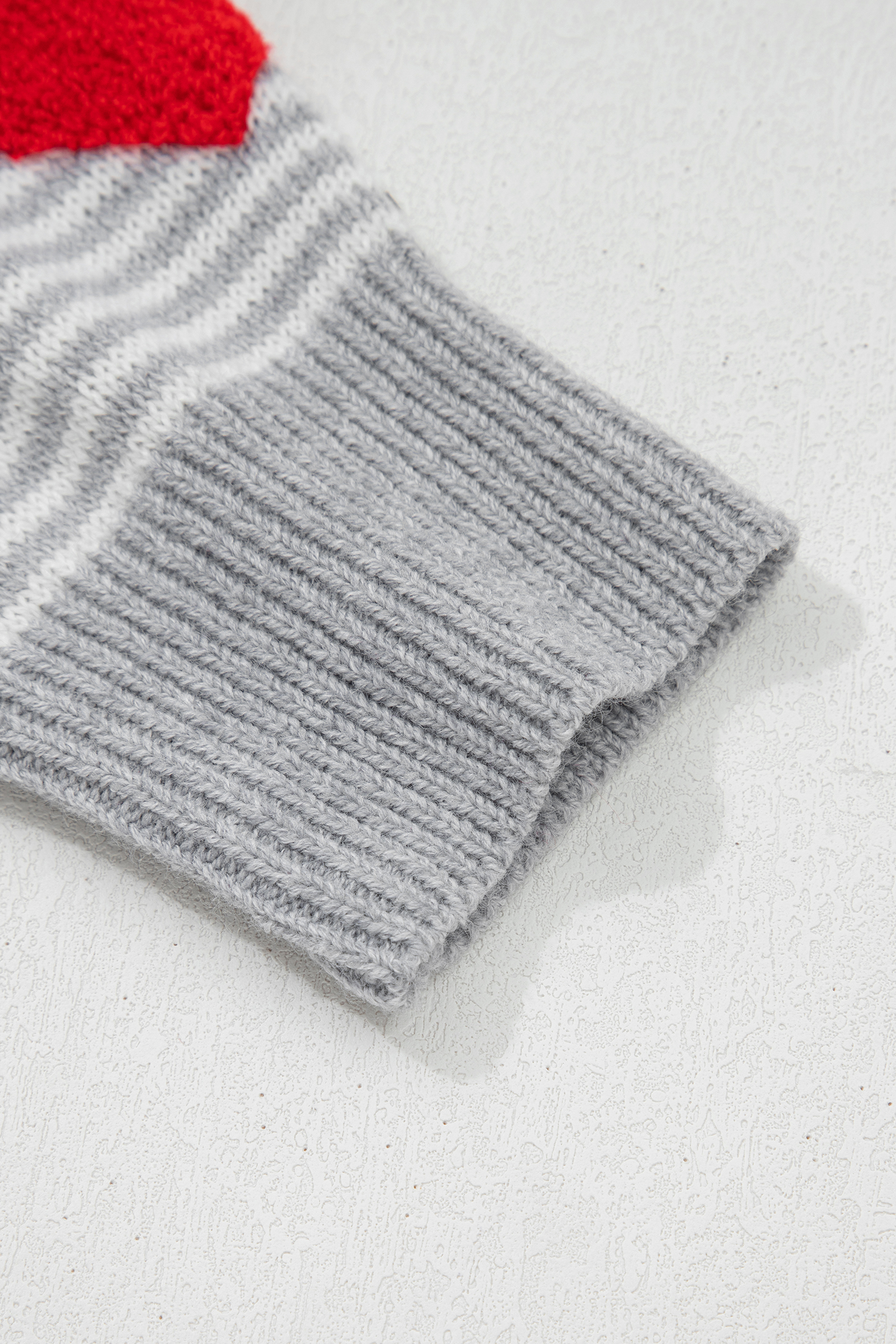 Gray Stripe Contrast Heart Pattern Valentine Knit Sweater - loveforevers