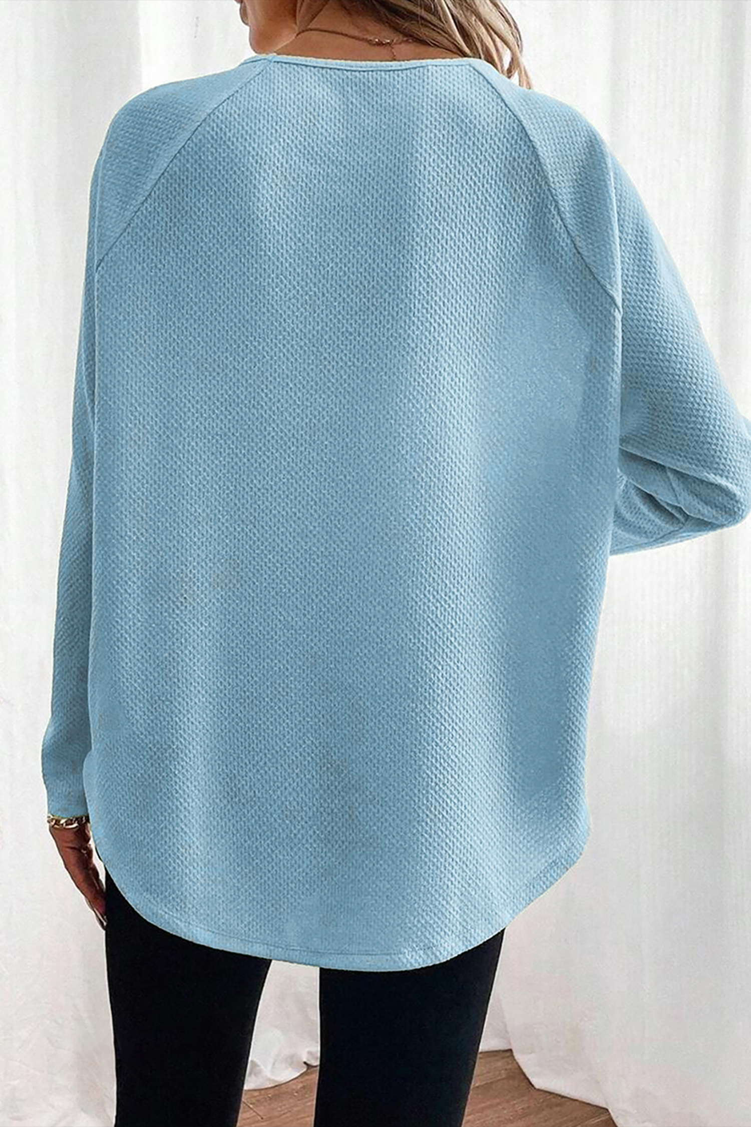 Moonlight Jade Textured Raglan Sleeve Knit Loose Top - loveforevers