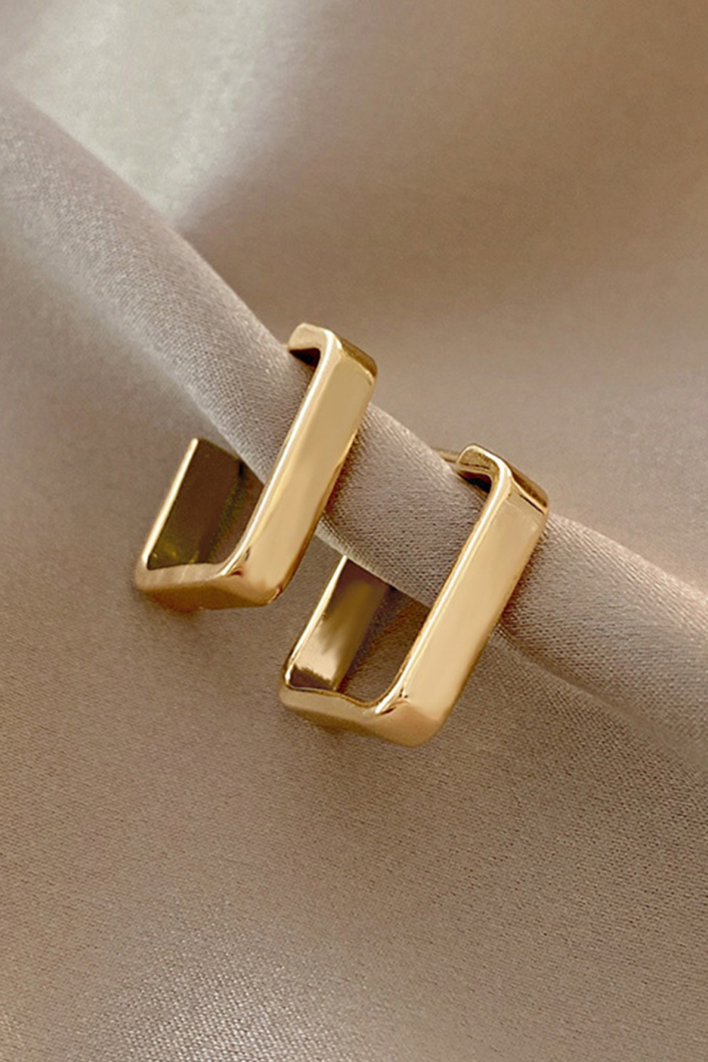 Gold Square Hook Plated Alloy Stud Earrings - loveforevers