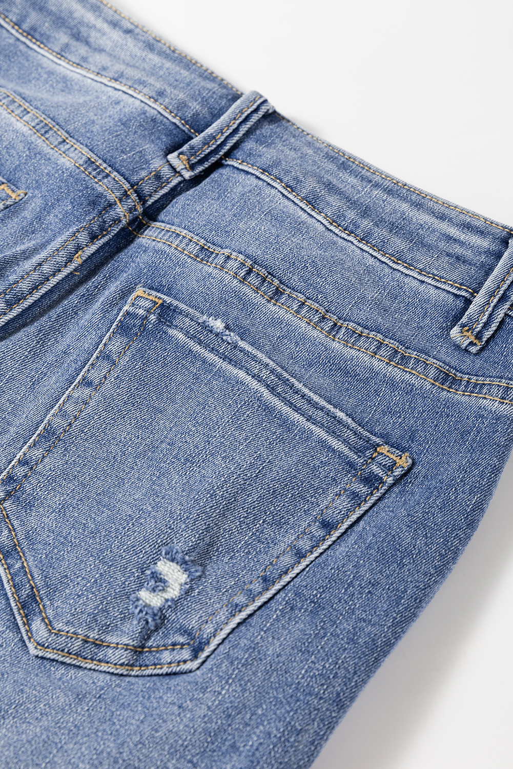 Ashleigh Blue Distressed Raw Hem Straight Leg High Waist Jeans - loveforevers