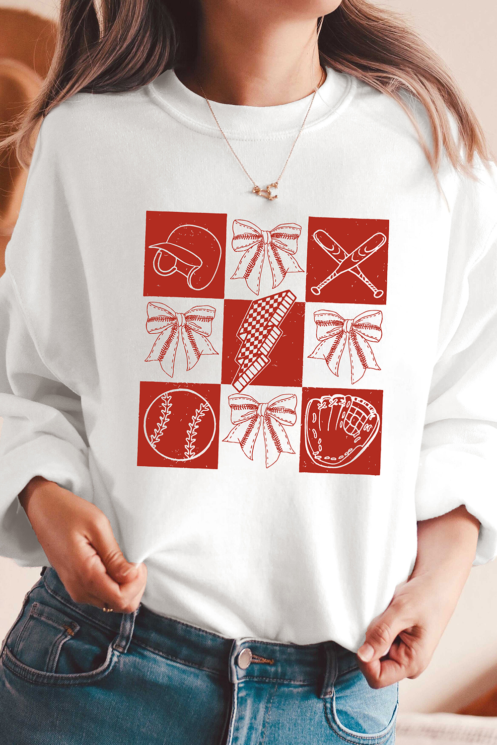 White Baseball Fashion Graphic Cotton Blend Casual Sweatshirt - loveforevers