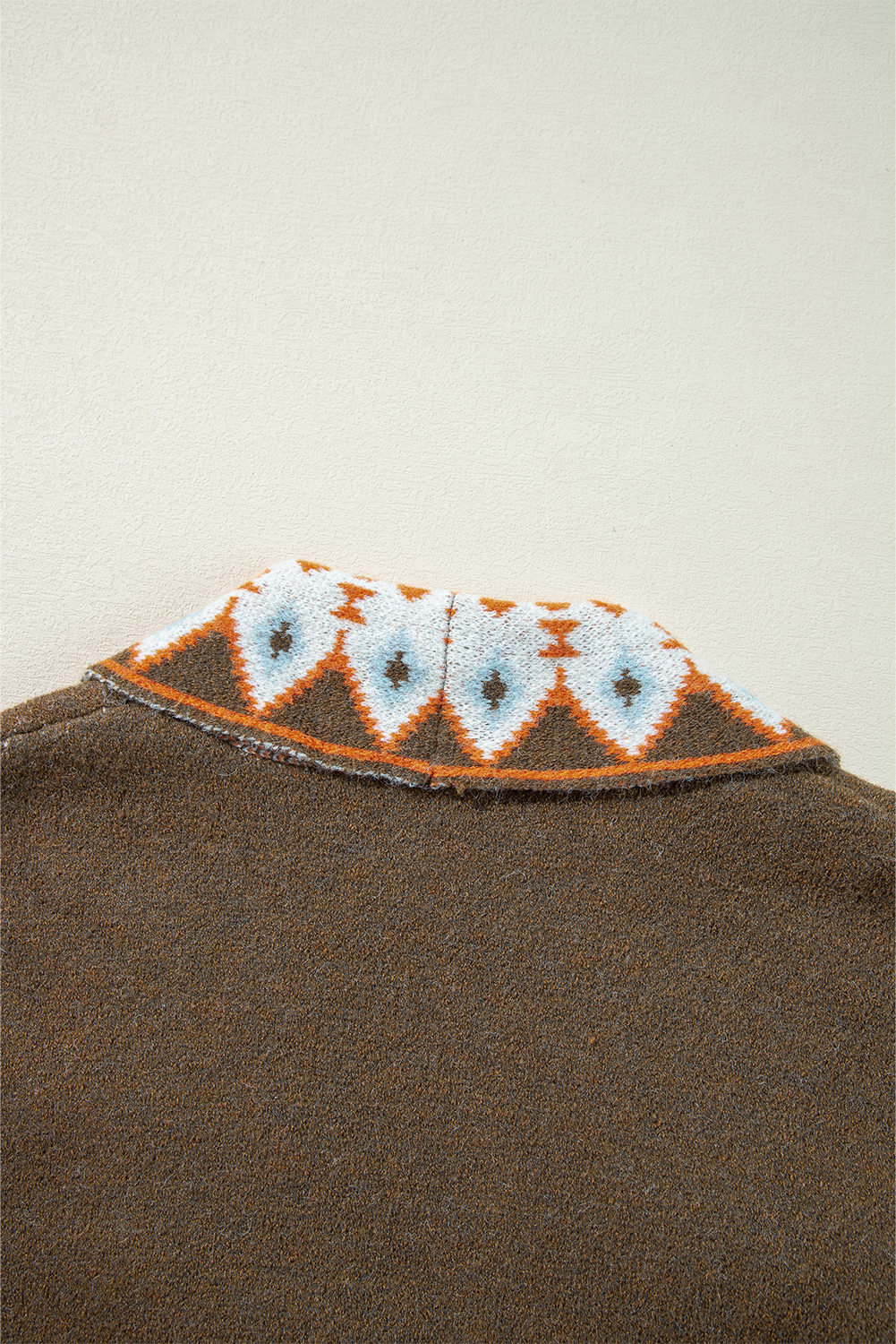 Brown Aztec Print Open Front Knitted Cardigan - loveforevers