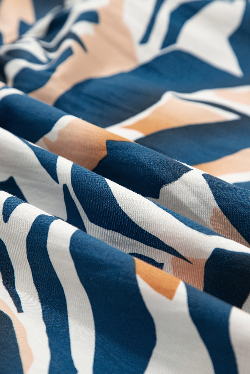 Blue Zebra Print Tied Front Puff Sleeve Top - loveforevers