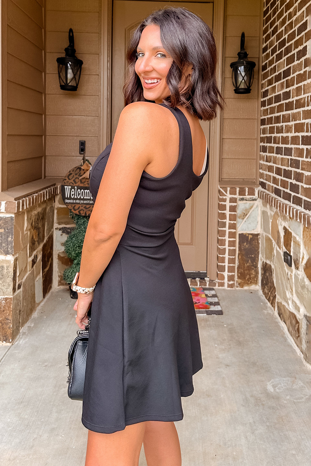 Black Cut Out Front High Waist Tank Mini Dress - loveforevers