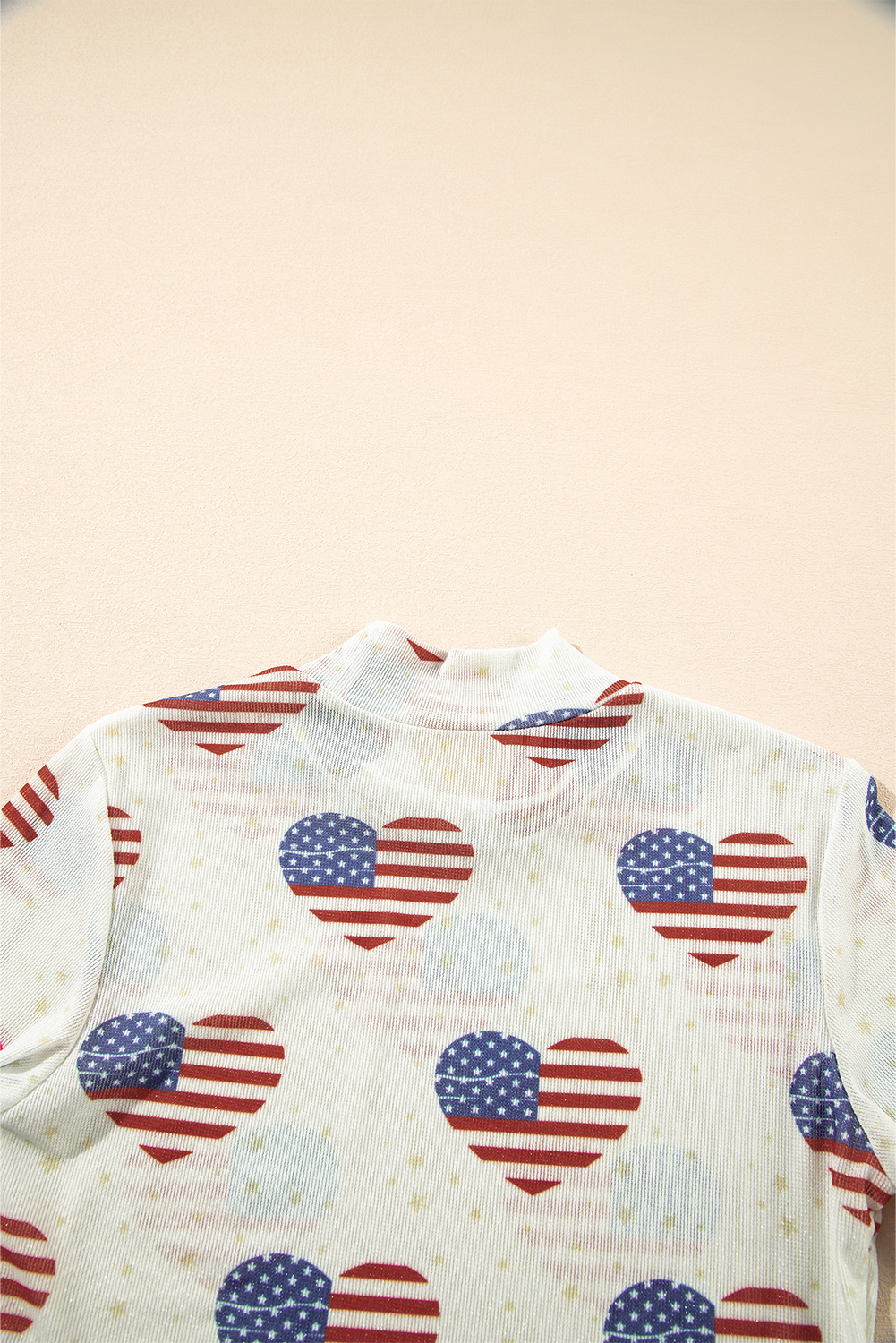 White Americana Glitter Mesh Long Sleeve Bodysuit - loveforevers