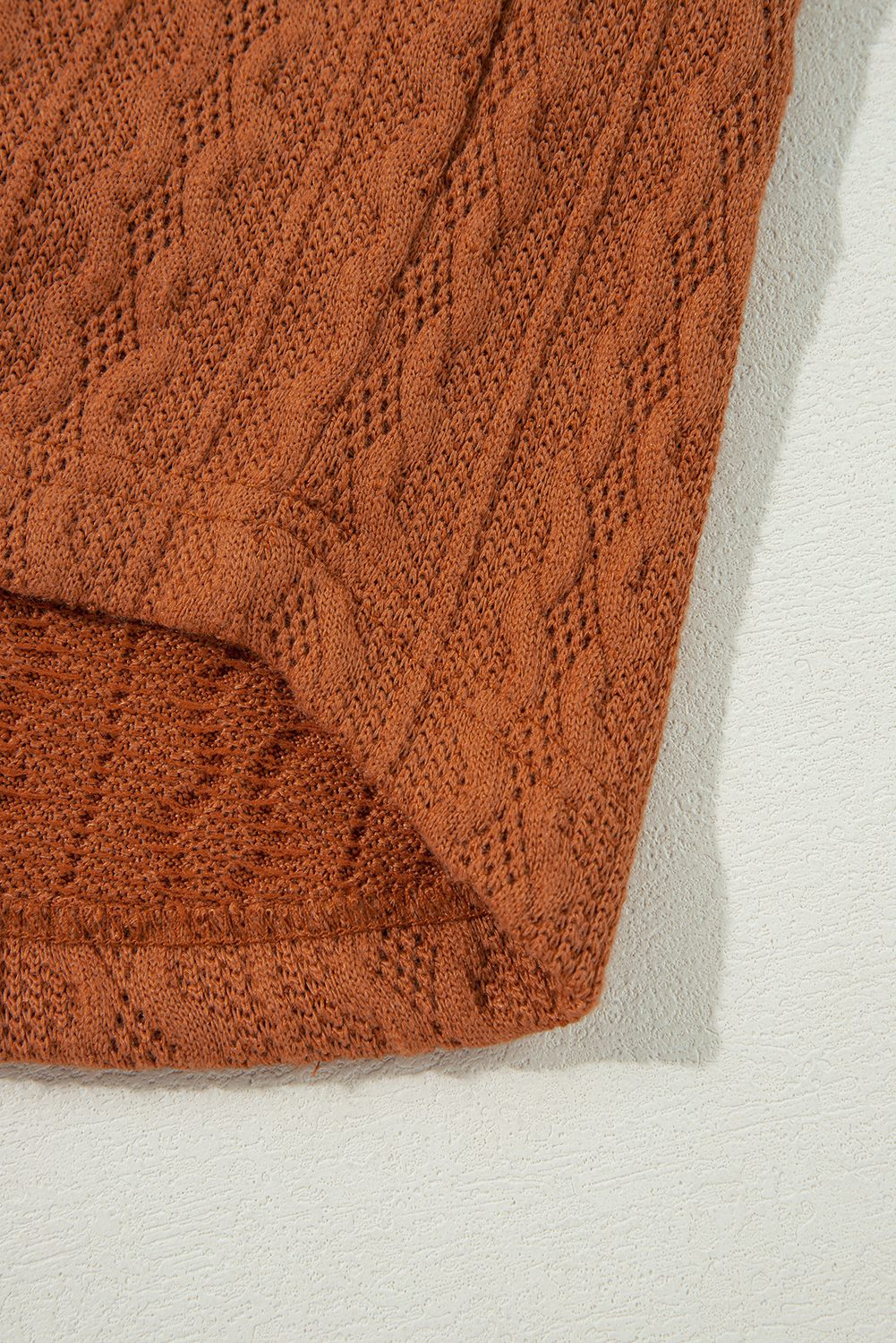 Chestnut Textured Knit Side Pockets Open Front Cardigan - loveforevers