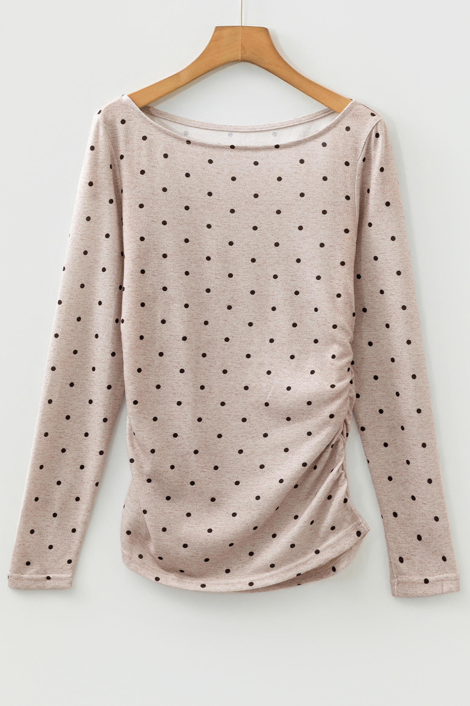 Jet Stream Polka Dot Boat Neck Knit Long Sleeve T Shirt - loveforevers