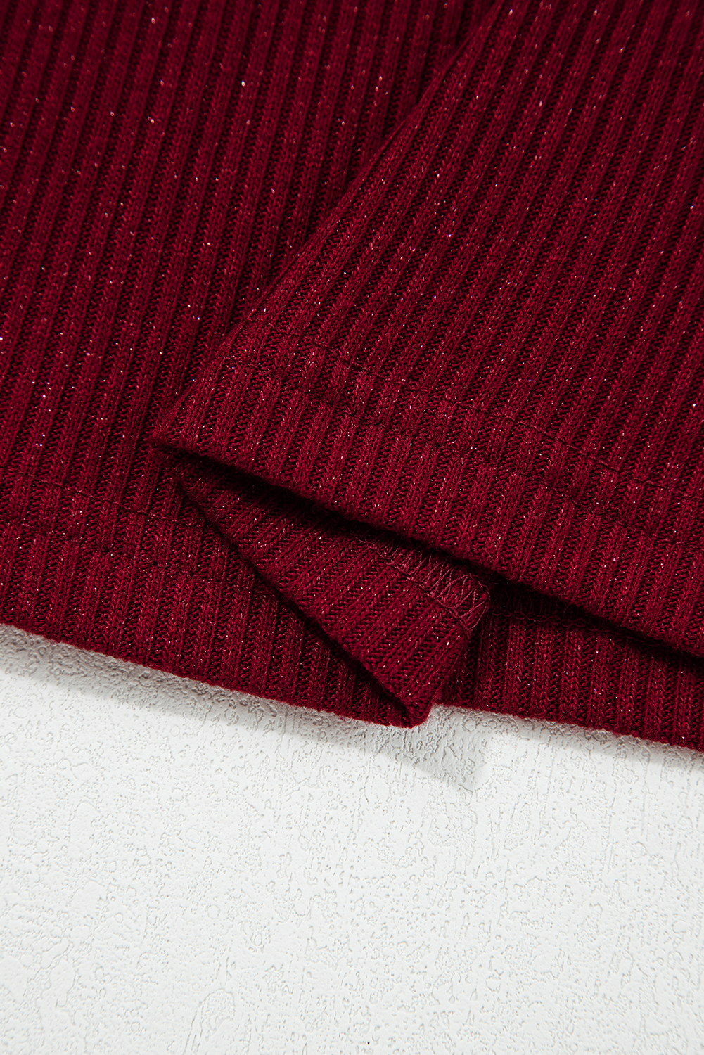 Red Dahlia Metal Ribbed Knit Long Sleeve Slim Fit Top - loveforevers