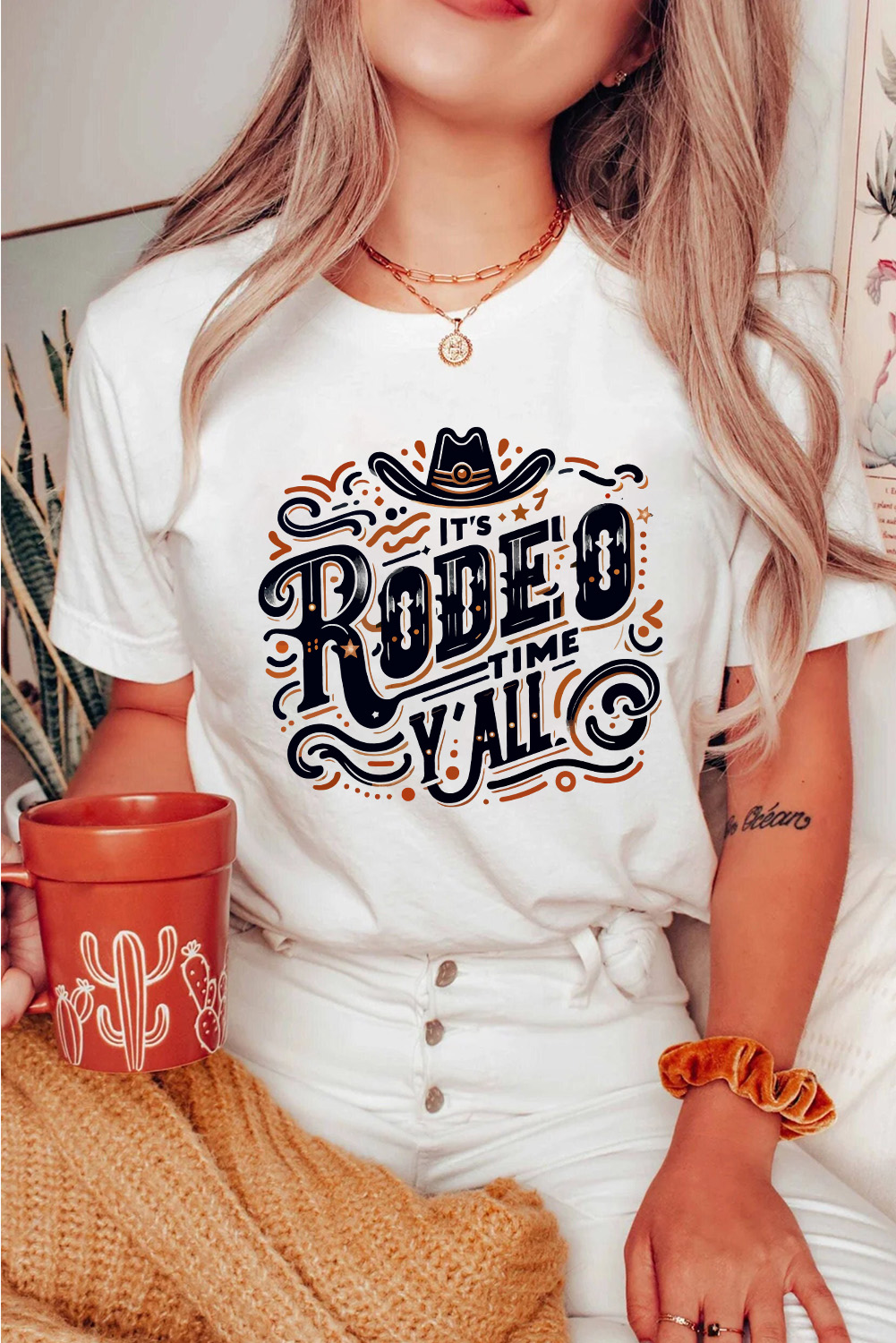 White ITS RODEO TIME YALL Western Graphic T Shirt - loveforevers