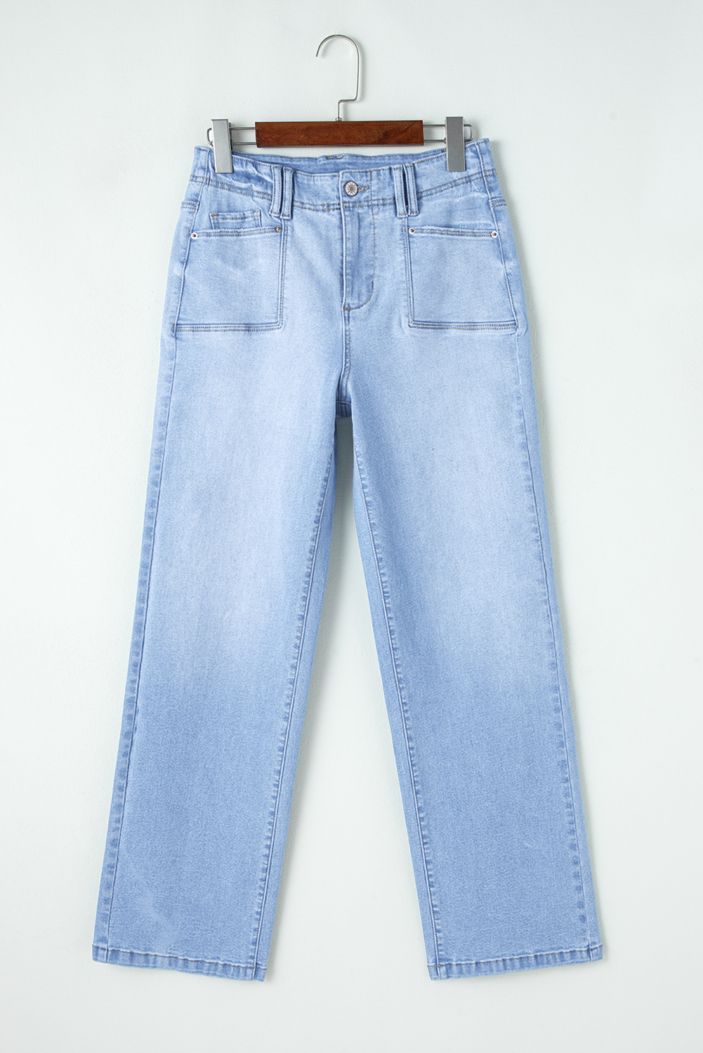 Beau Blue Loose Straight Leg Cropped High Waist Jeans - loveforevers