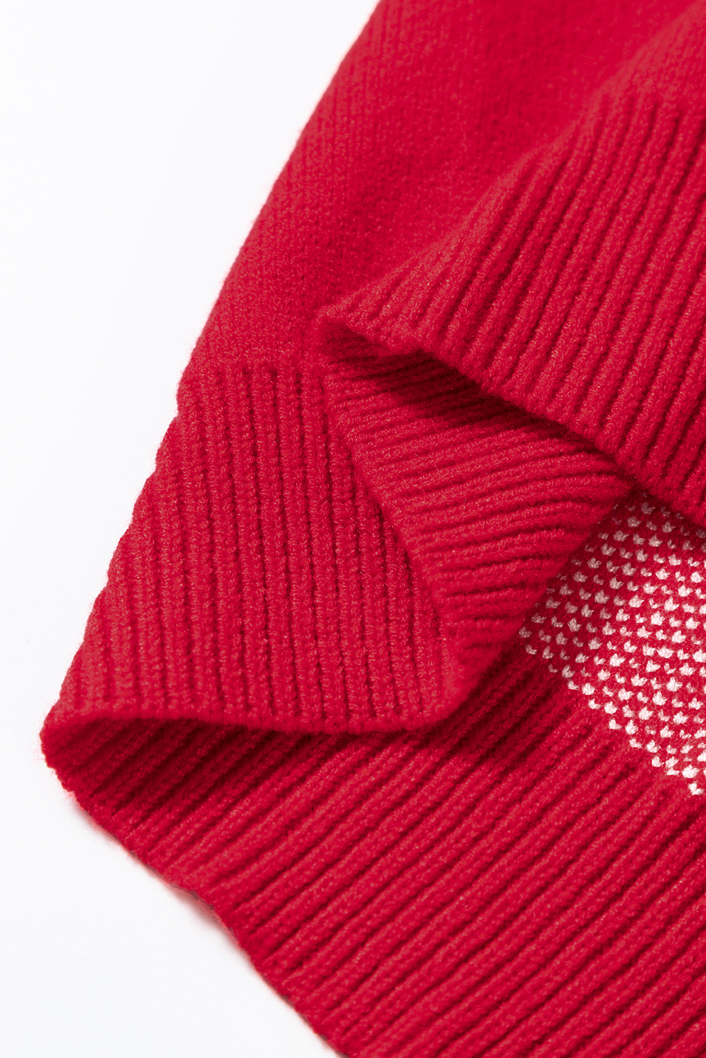 Fiery Red Merry Letter Embroidered High Neck Sweater - loveforevers