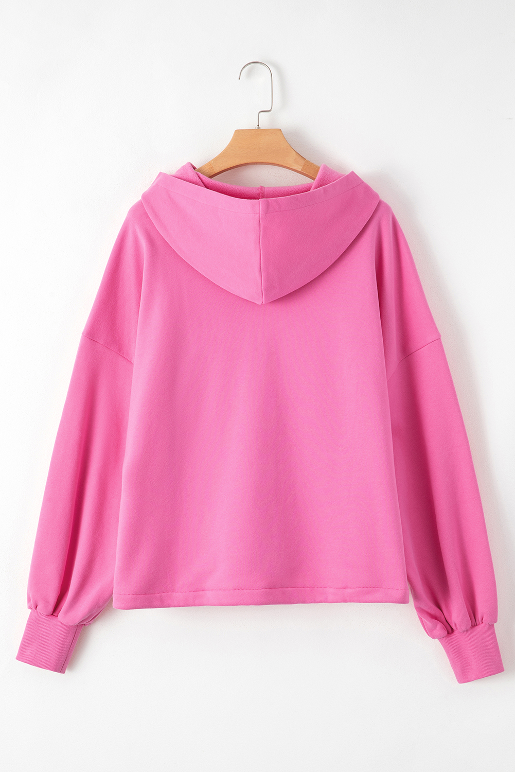 Bonbon Fleece Lined Half Zipper Kangaroo Pockets Loose Hoodie - loveforevers