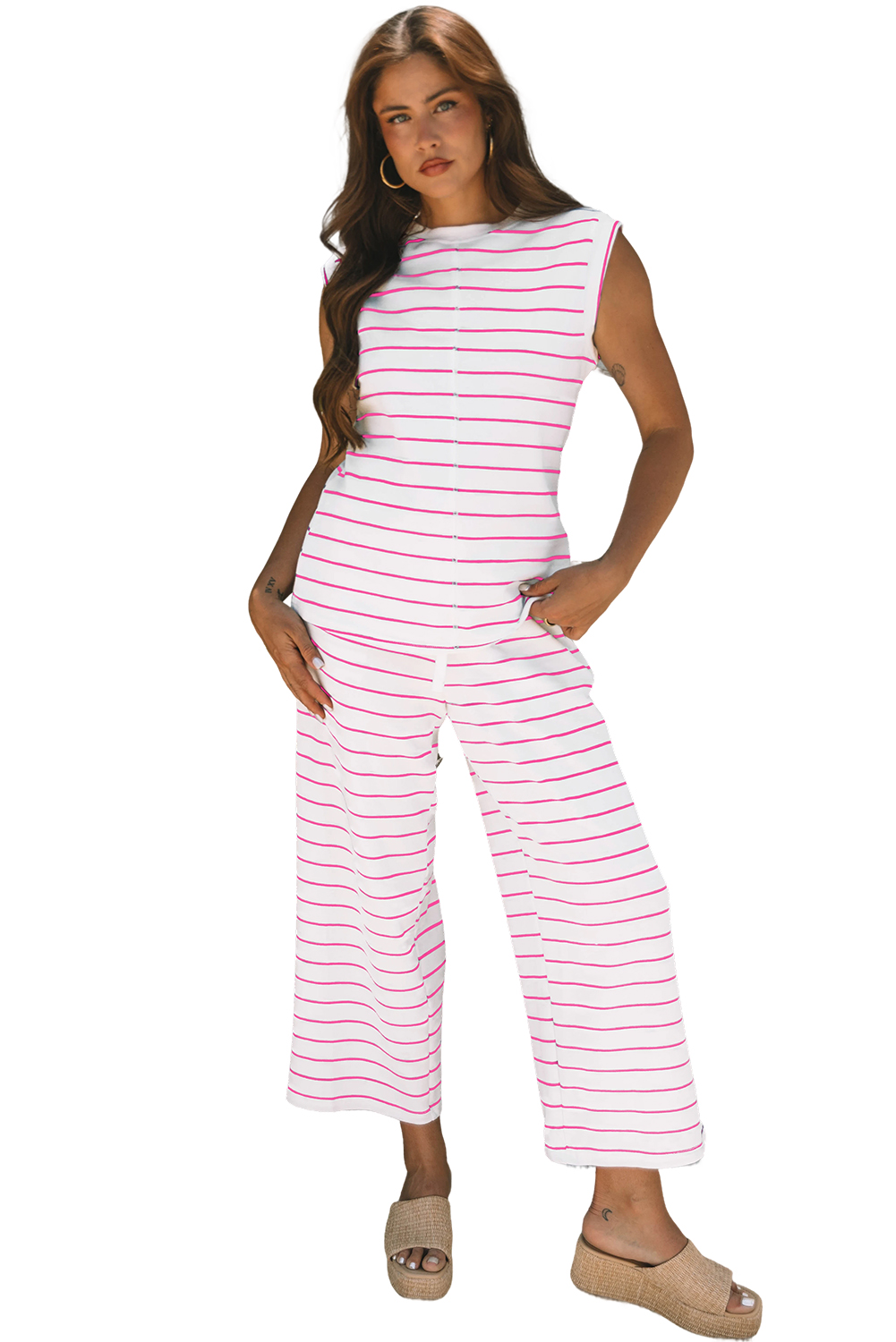 Sail Blue Casual Wide Leg 2pcs Pants Set - loveforevers