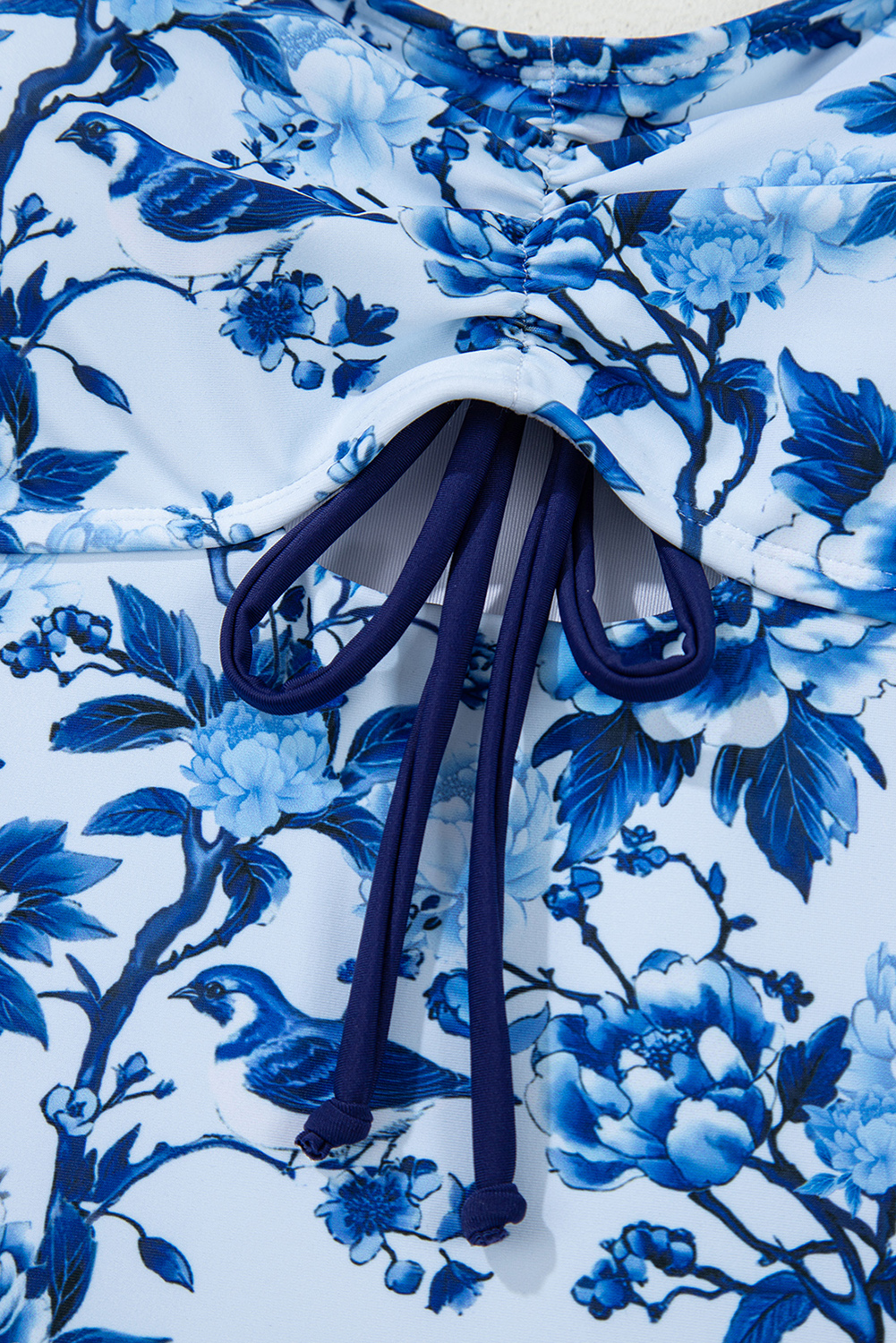Blue Cutout Ruffled Spaghetti Strap One-Piece Swimwear - loveforevers