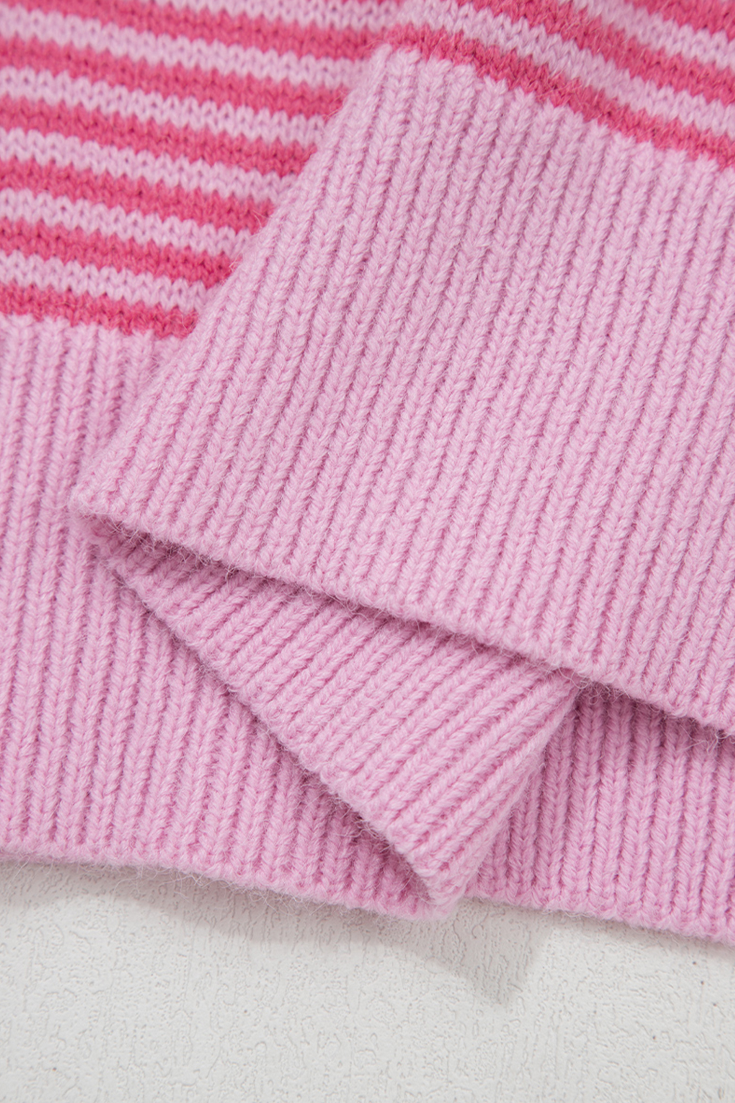 Gray Stripe Contrast Heart Pattern Valentine Knit Sweater - loveforevers