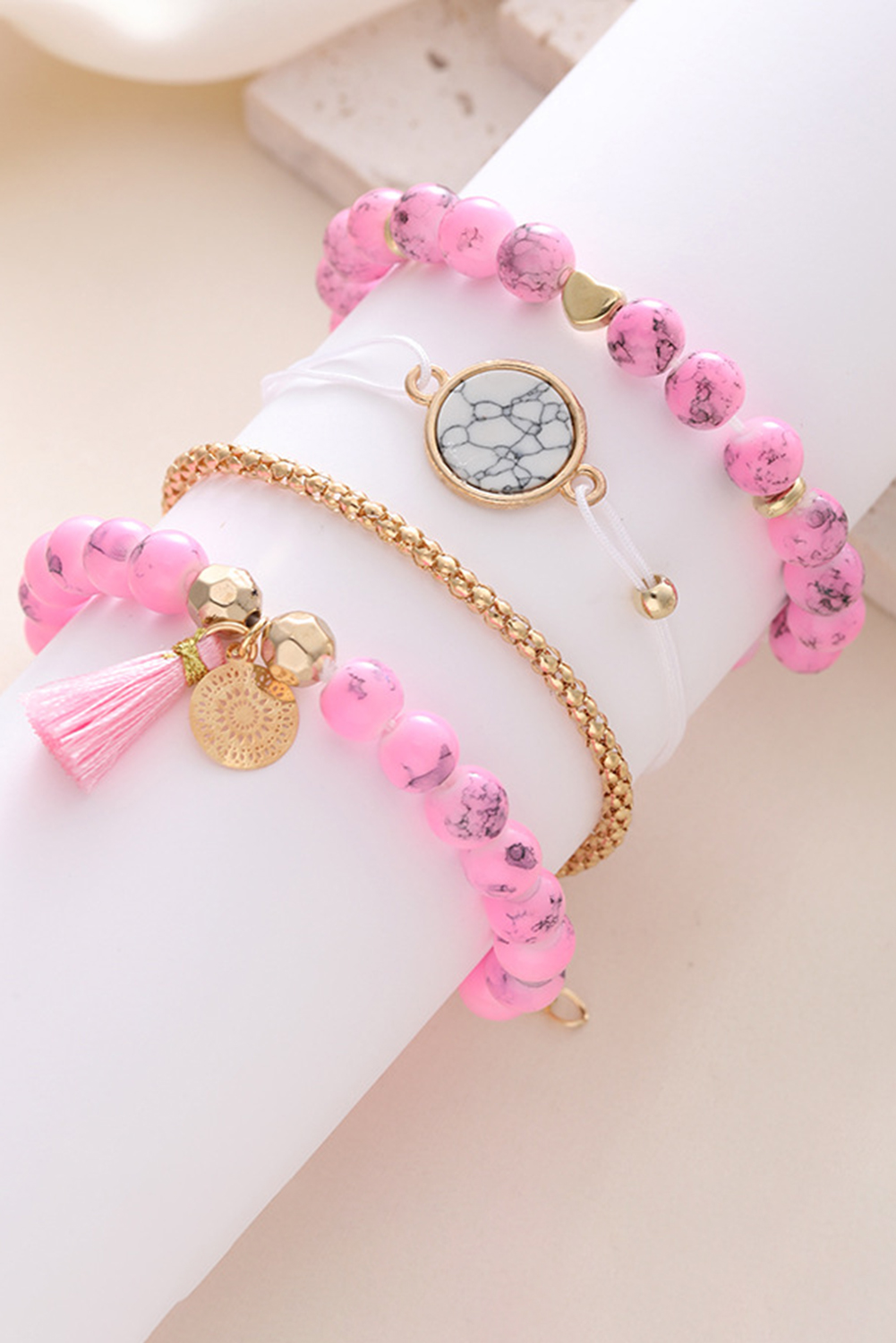 Pink Boho Style Beaded Multi Layer Bracelet Set - loveforevers