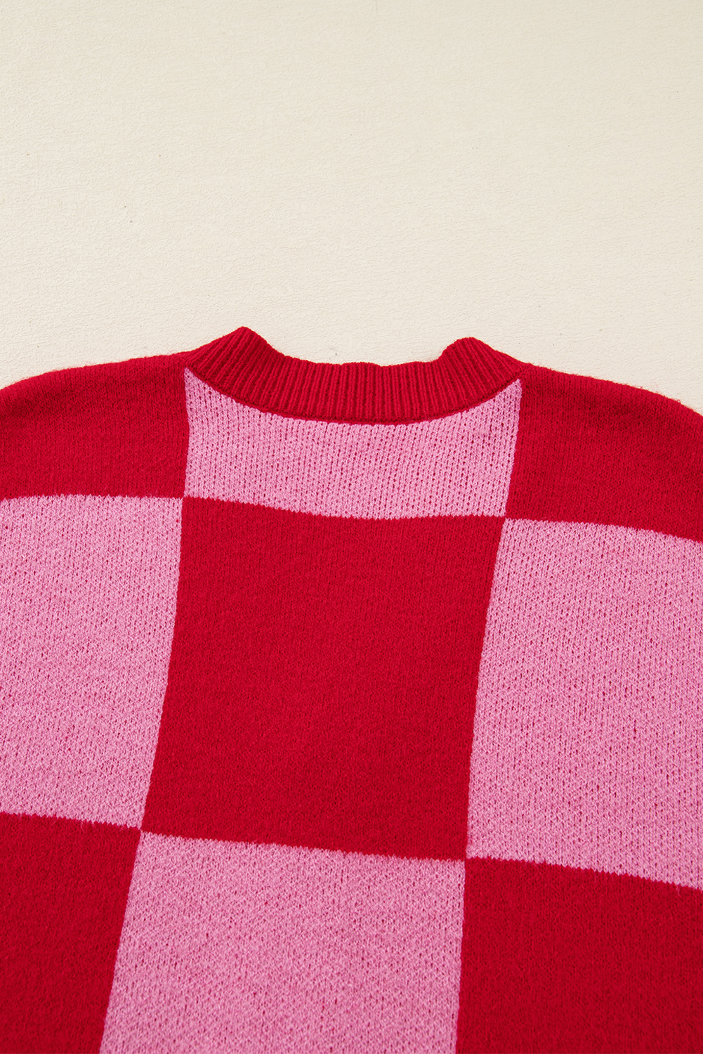 Fiery Red Mixed Plaid Relaxed Sweater Cardigan - loveforevers