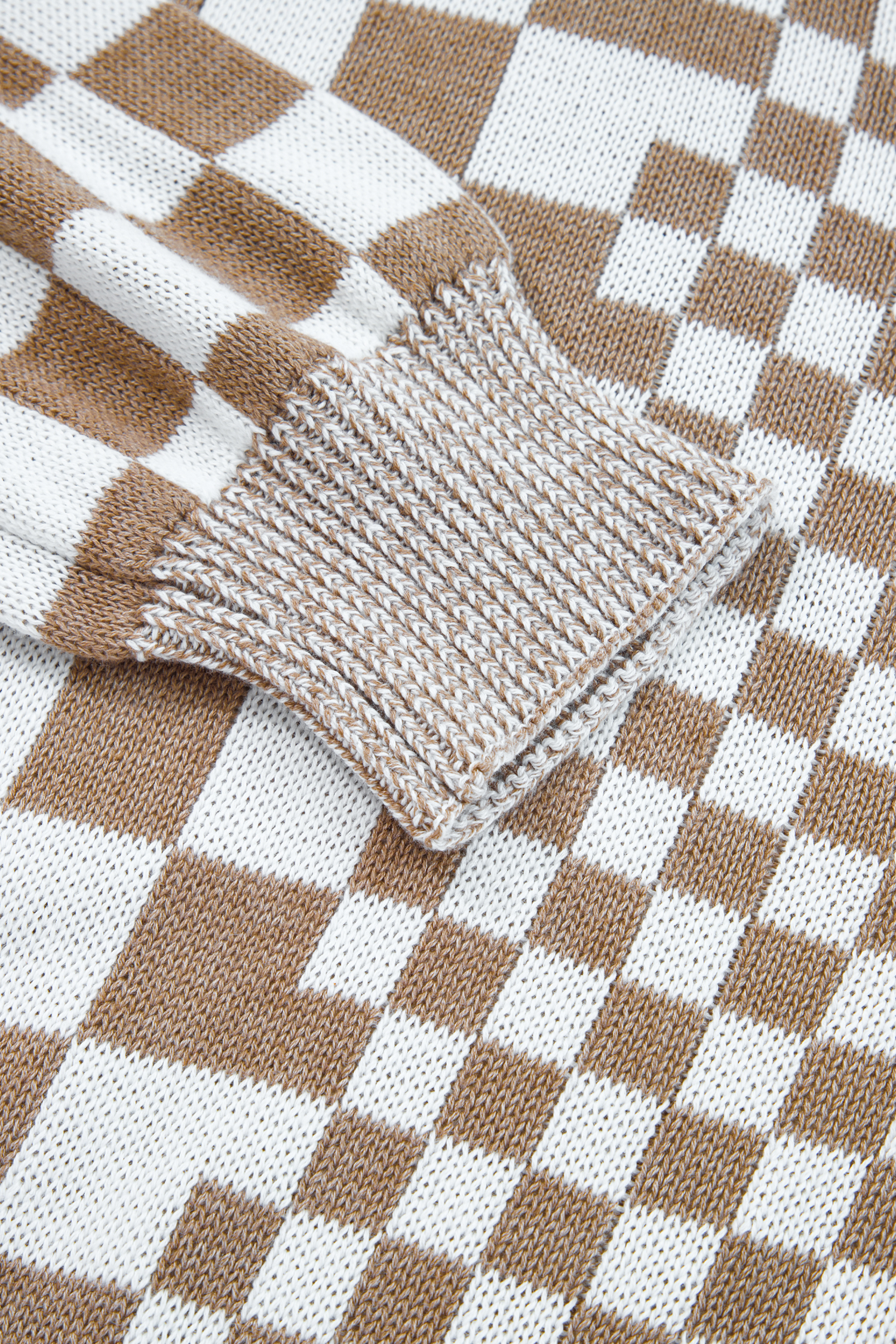 Brown Plus Size Checkered Bubble Sleeve Drop Shoulder Open Cardigan - loveforevers