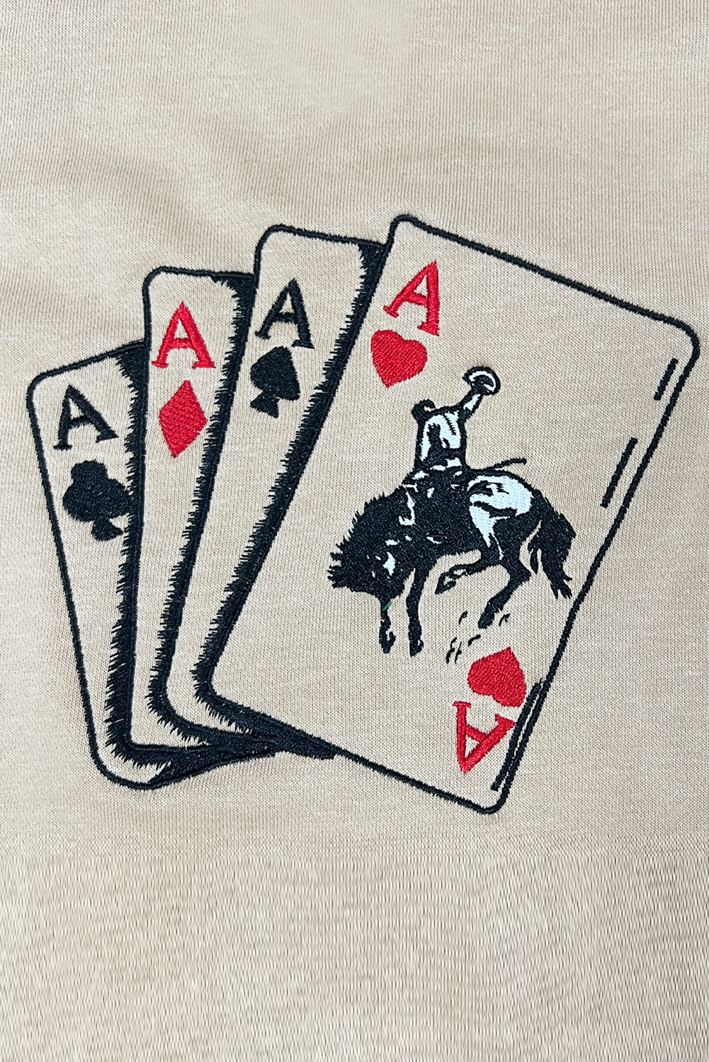 Khaki Poker Queen Embroidered Graphic Tee - loveforevers