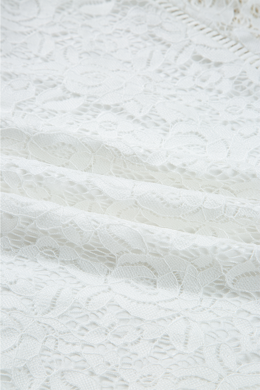 White Tie V Neck Lace Ruffle Detail Long Sleeve Blouse - loveforevers