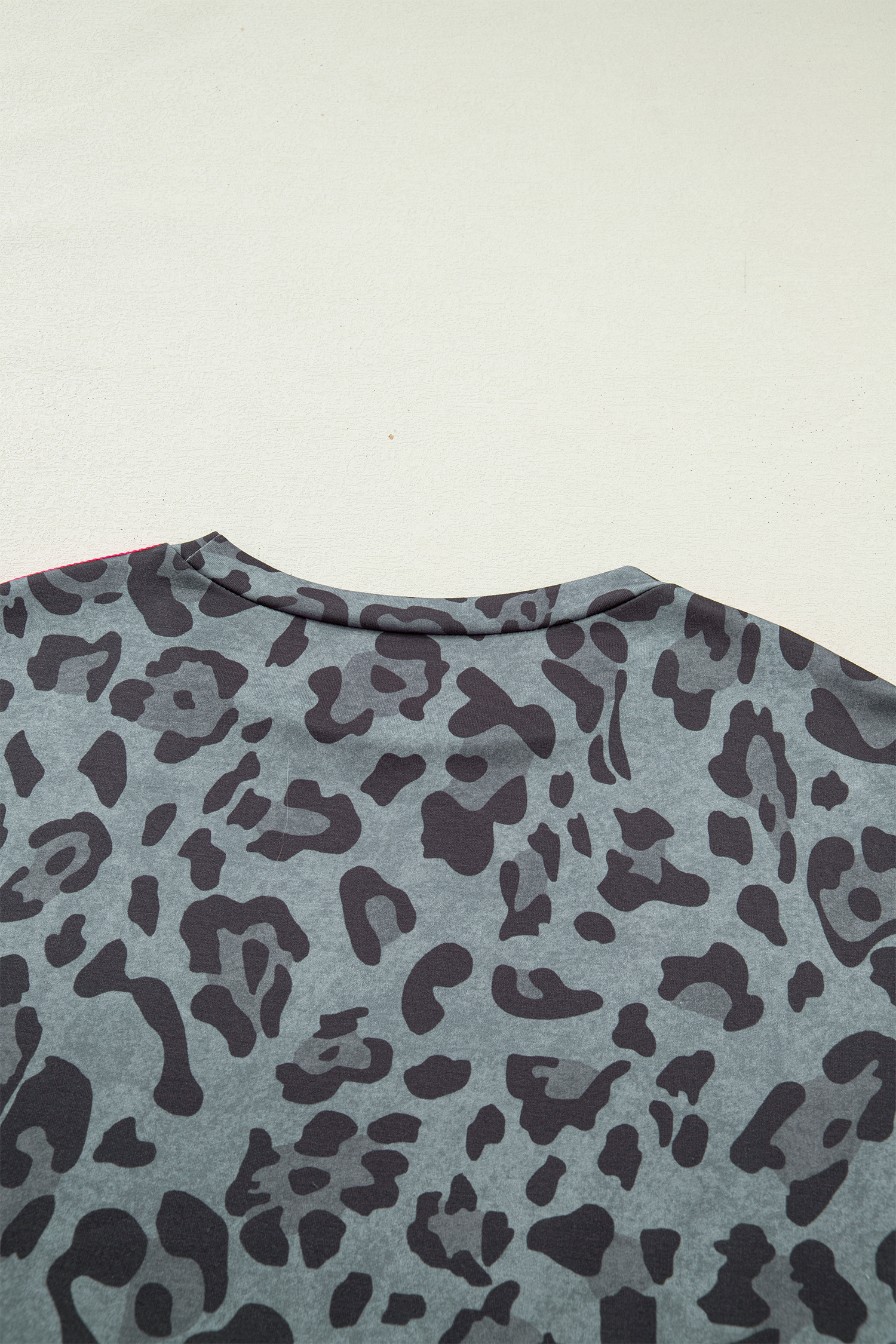 Gray Leopard Print Varsity Striped Trim Long Sleeve Top - loveforevers