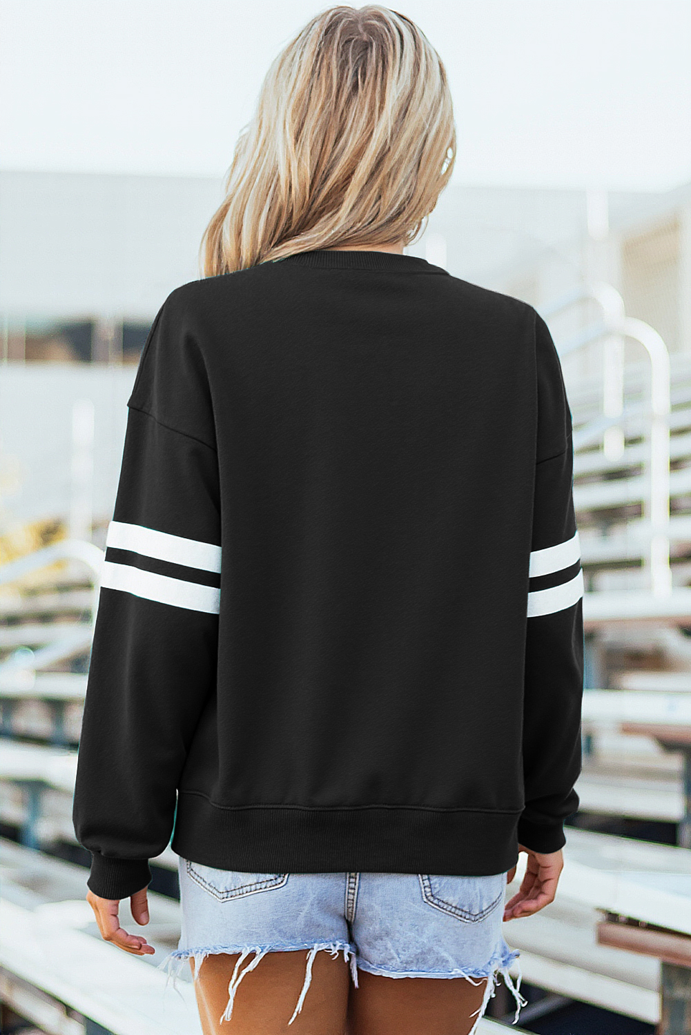 Black MERRY CHRISTMAS Trendy Print Varsity Sweatshirt - loveforevers