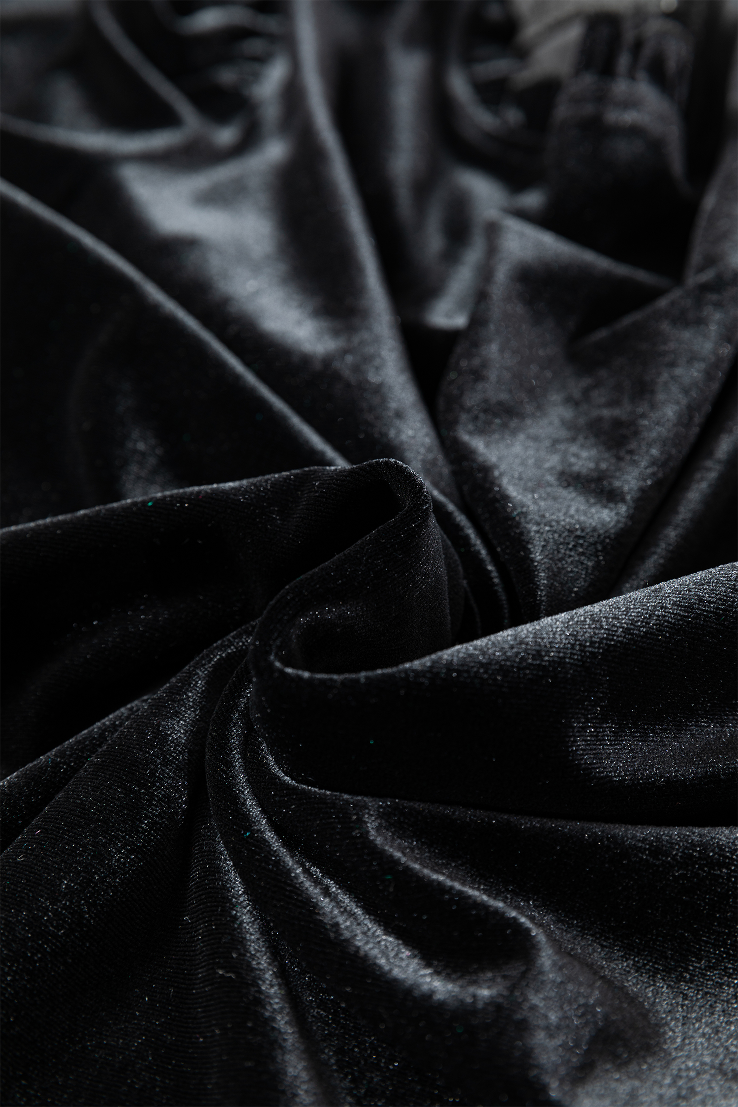 Black Frilled Collared Smocked Cuffs Puff Sleeve Velvet Blouse - loveforevers