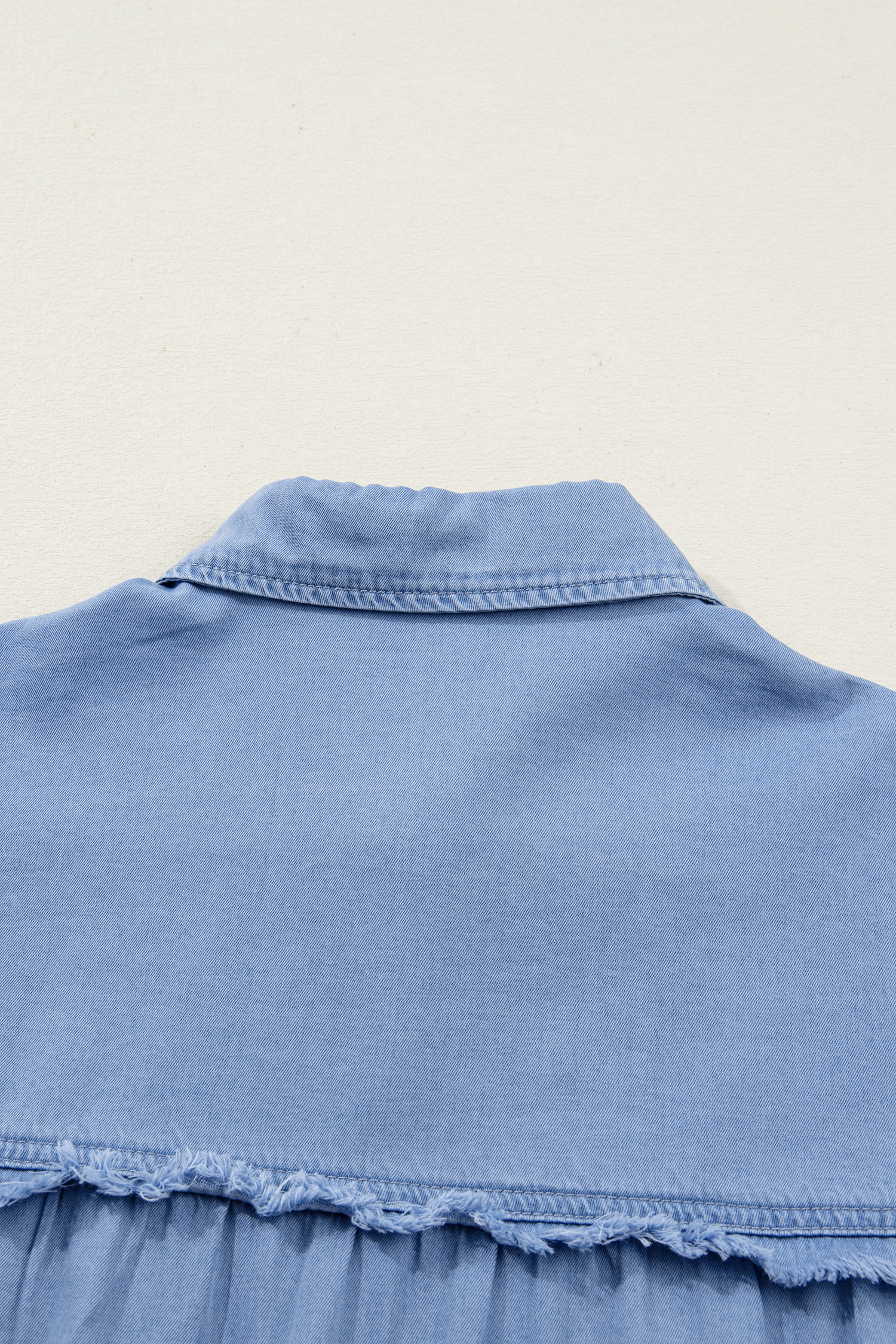 Myosotis Washed Drop Shoulder Bracelet Sleeve Chambray Shirt - loveforevers