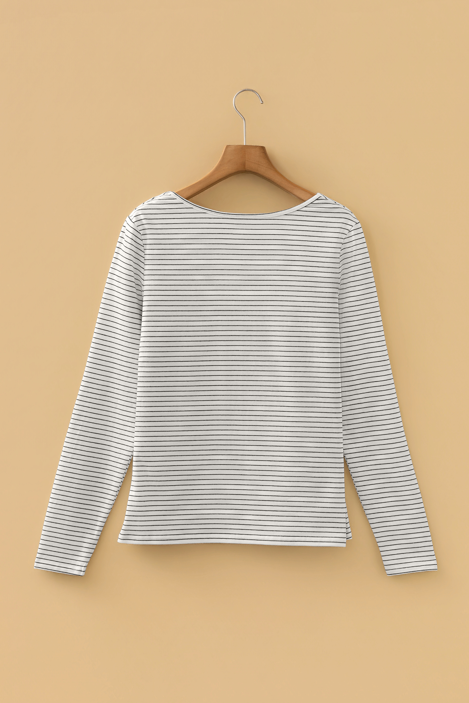 Brown Stripe Square Neck Long Sleeve Top - loveforevers