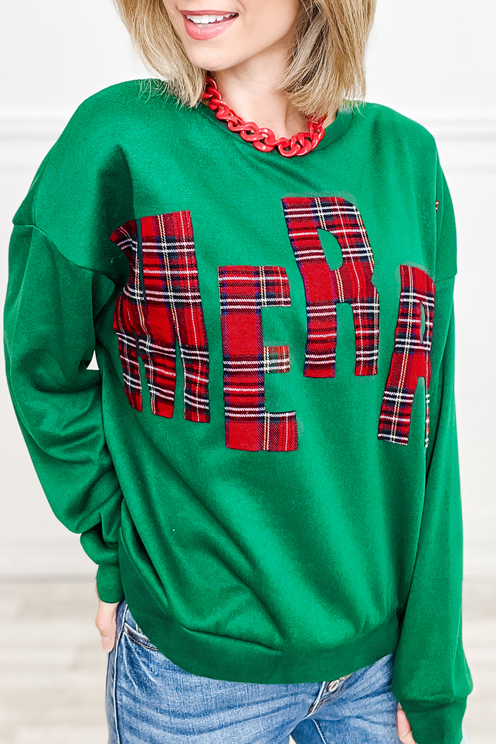 White Plaid MERRY Christmas Vacation Sweatshirt - loveforevers
