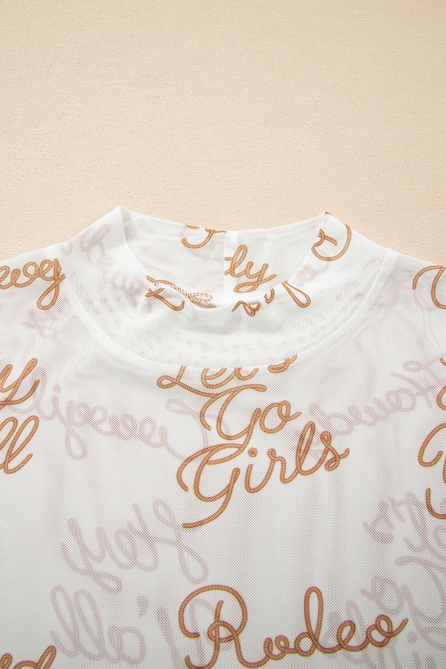 White Howdy Hey Yall Mesh High Neck Long Sleeve Top - loveforevers