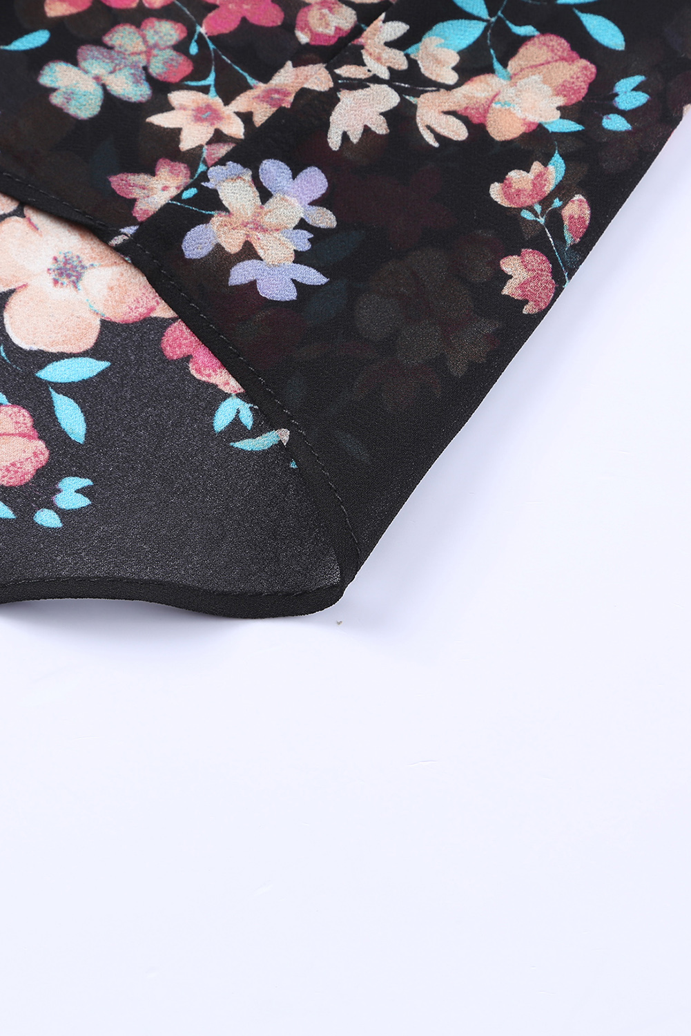 Black Wildflower Print Chiffon Blouse - loveforevers