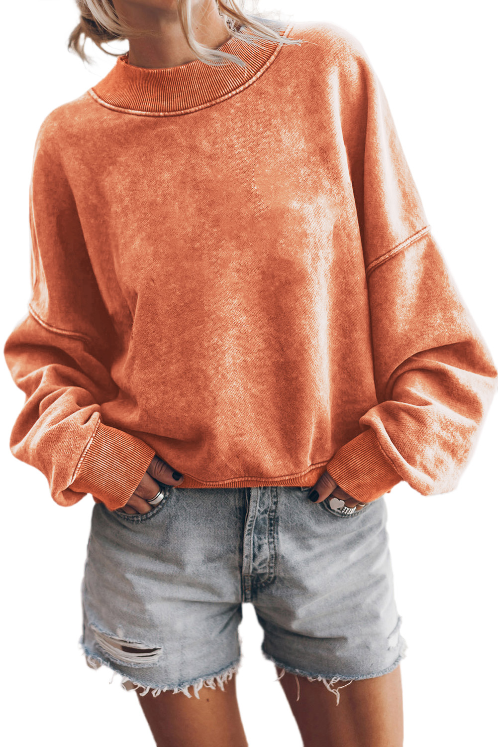 Brown Drop Shoulder Crew Neck Pullover Sweatshirt - loveforevers