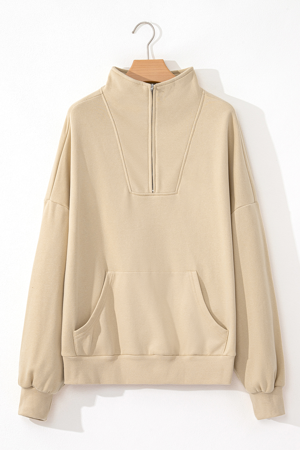 Bonbon Zip-up Stand Neck Kangaroo Pocket Sweatshirt - loveforevers