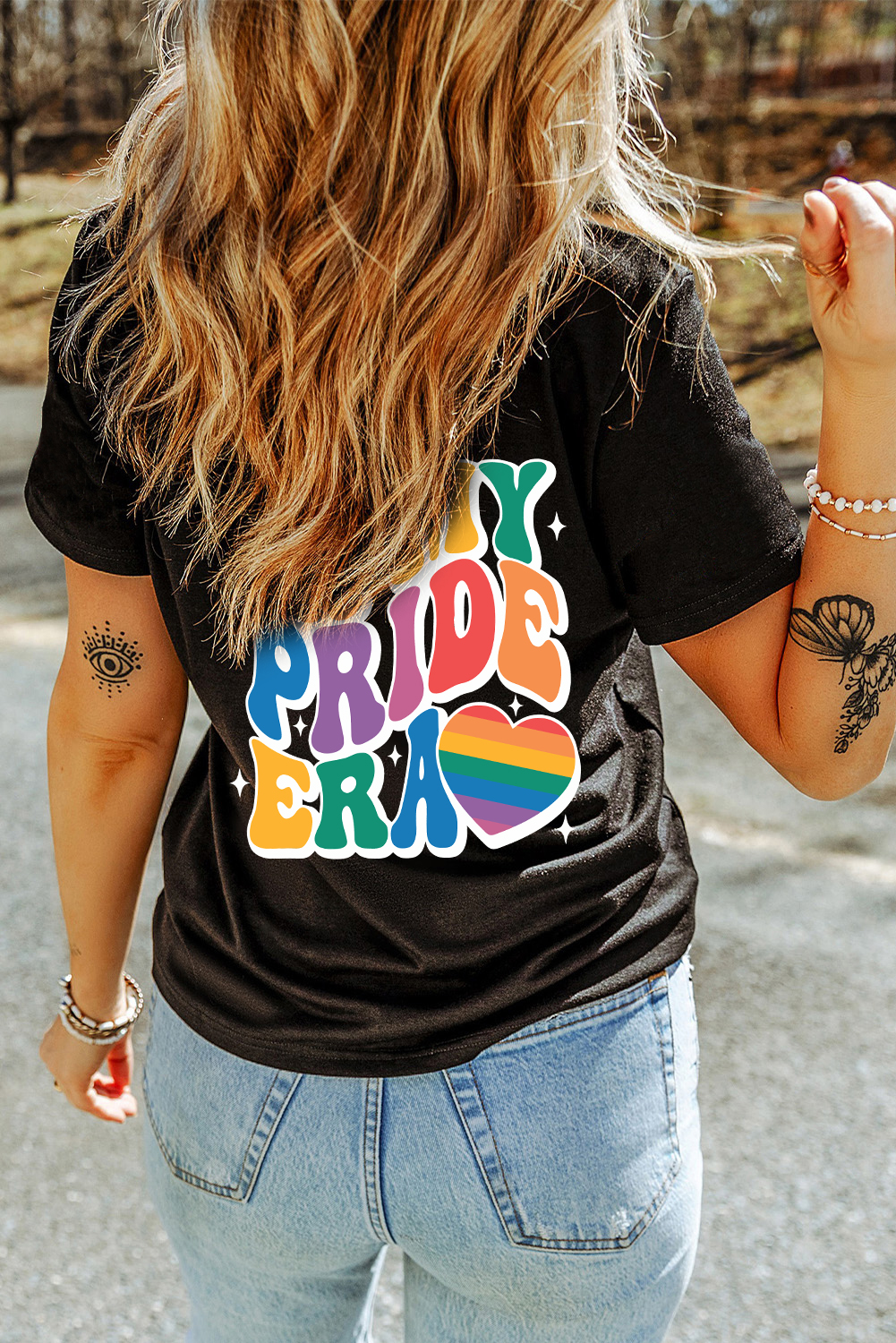 Black Pride Heart Cracking Graphic Detail Cotton Blend T Shirt - loveforevers