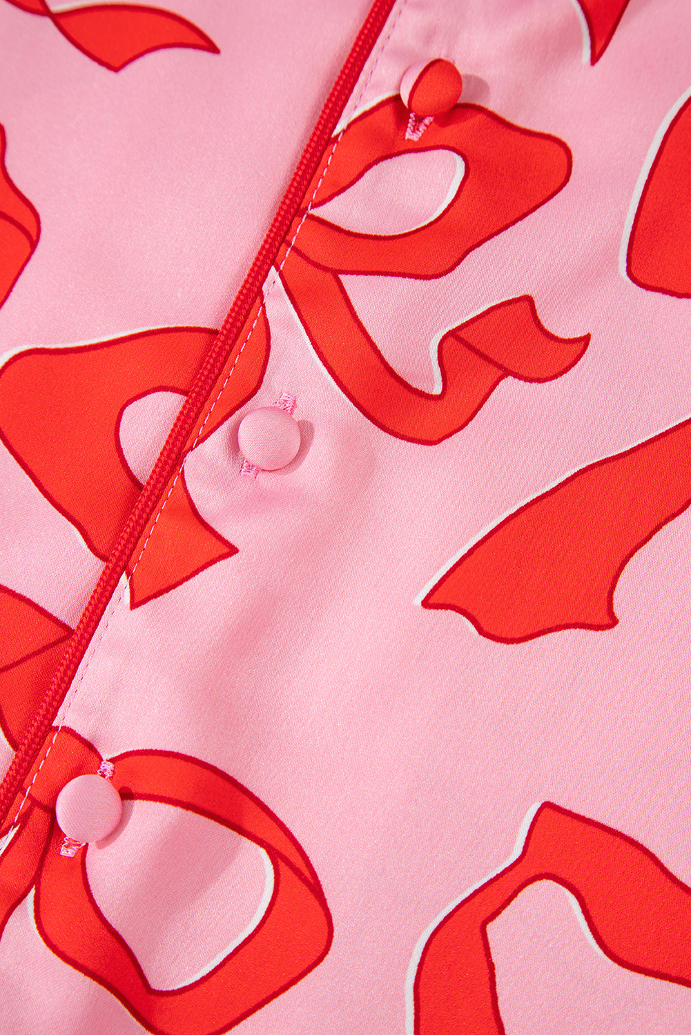Pink 2pcs Bow Print Shirt Style Long Sleeve Pajama Set - loveforevers