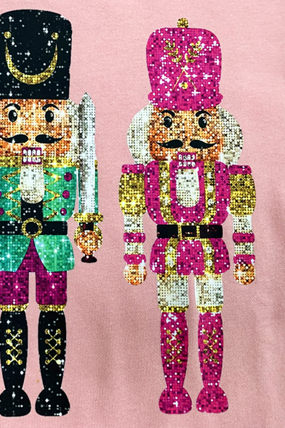 Pink Cute Nutcracker Printed Drop Shoulder Christmas Sweatshirt - loveforevers