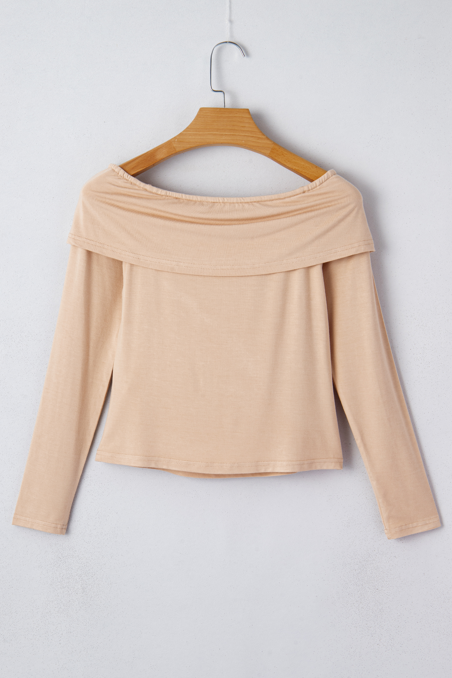 Fiery Red Foldover Off Shoulder Long Sleeve Slim Top - loveforevers