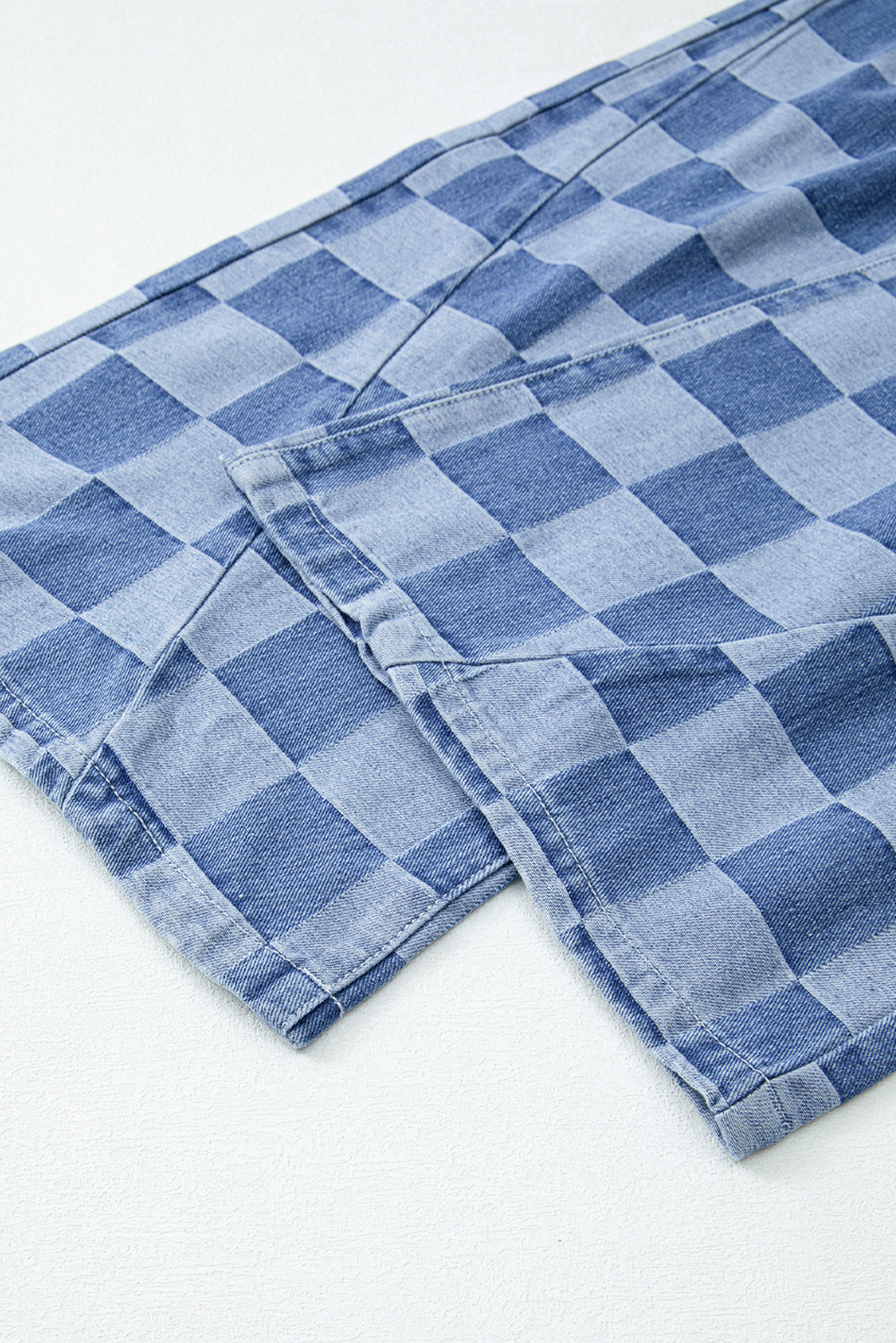 Dark Grey Checkered Denim Wide Leg Jeans - loveforevers