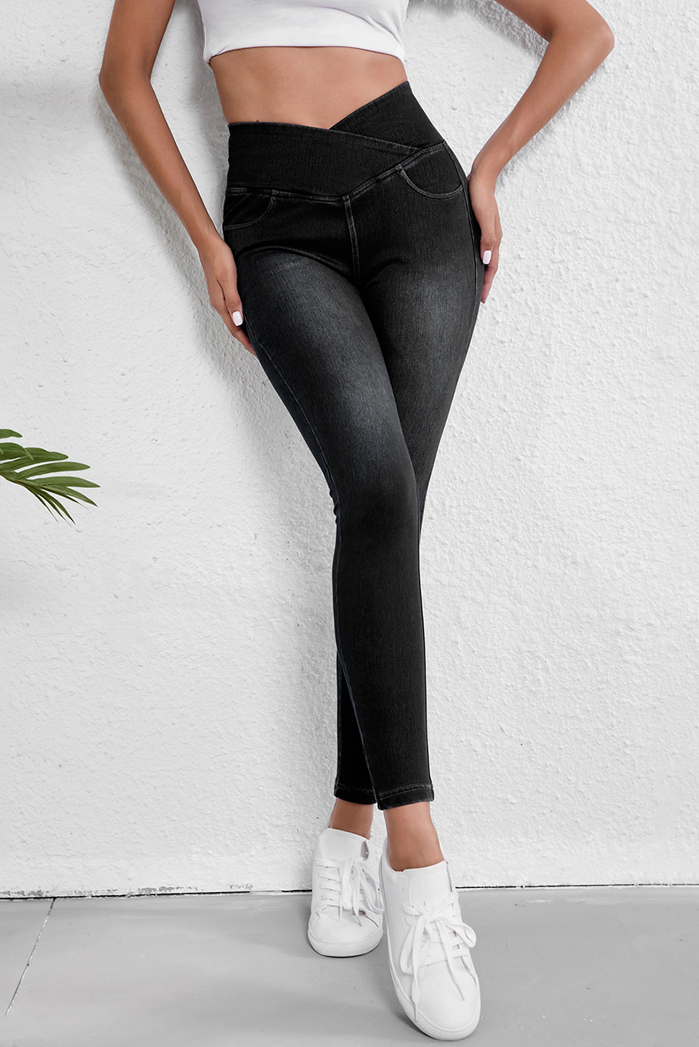 Black Arched Waist Stretchy Slim Fit Jeggings - loveforevers