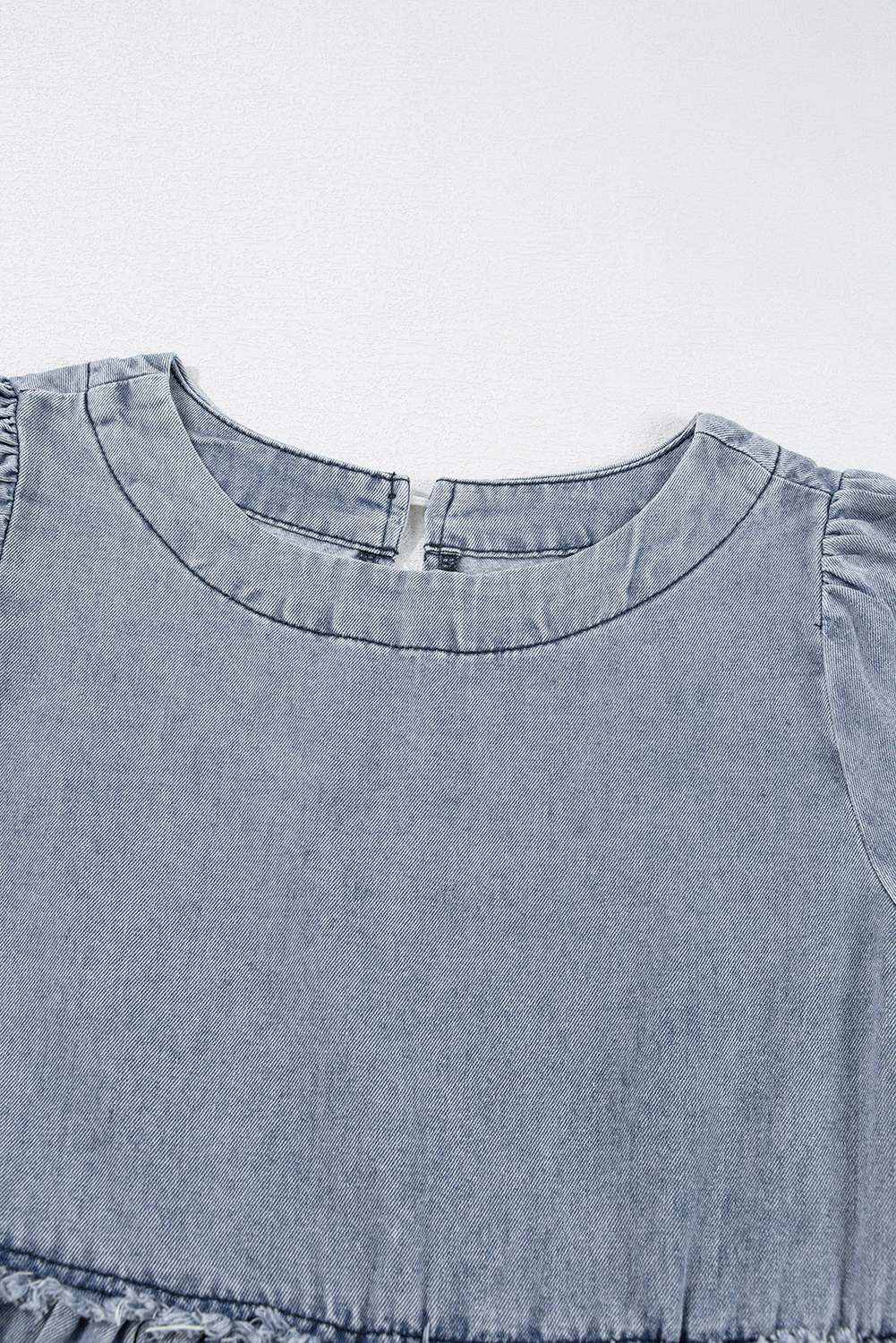 Beau Blue Light Wash High Waist Loose Fit Denim Mini Dress - loveforevers