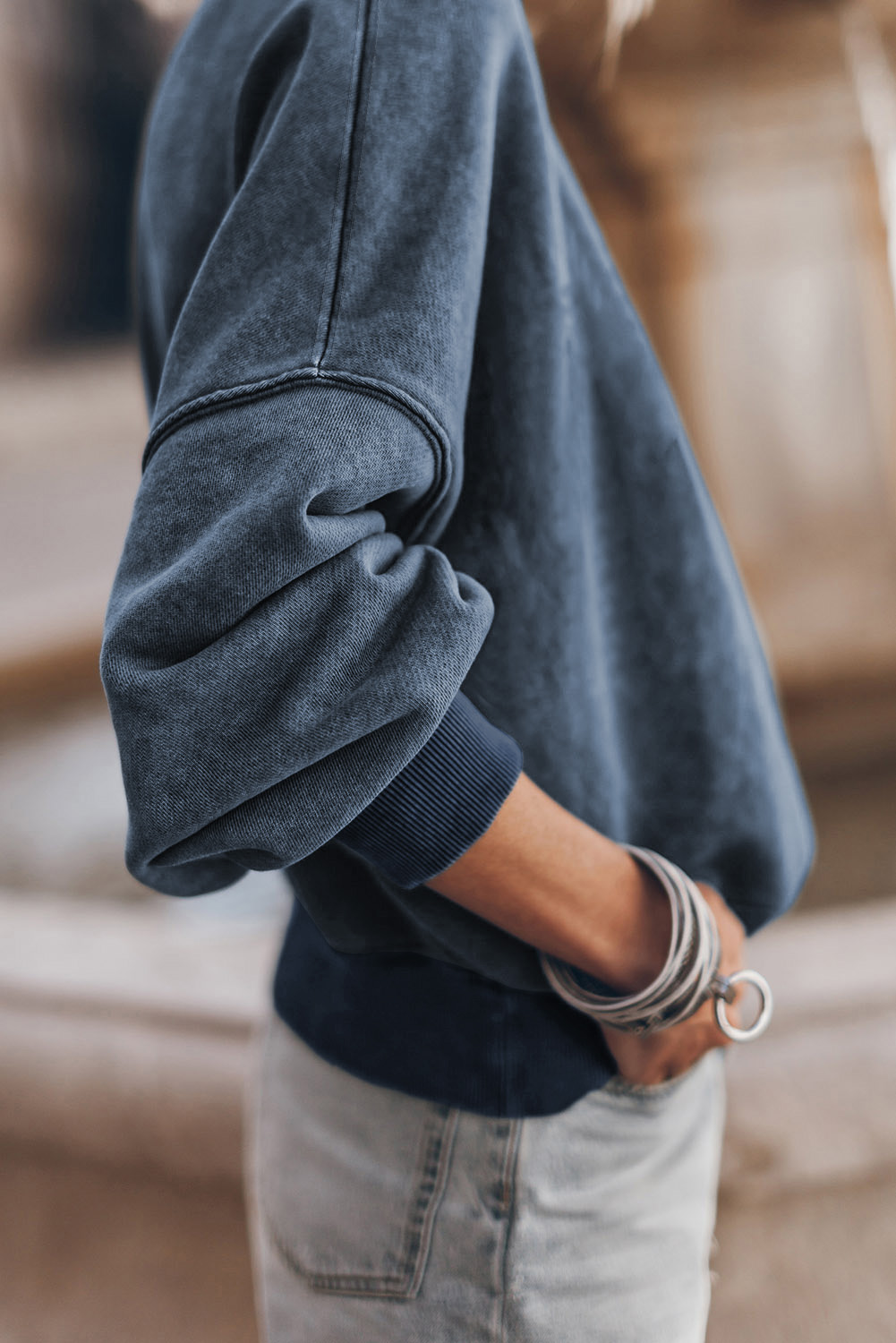 Brown Drop Shoulder Crew Neck Pullover Sweatshirt - loveforevers