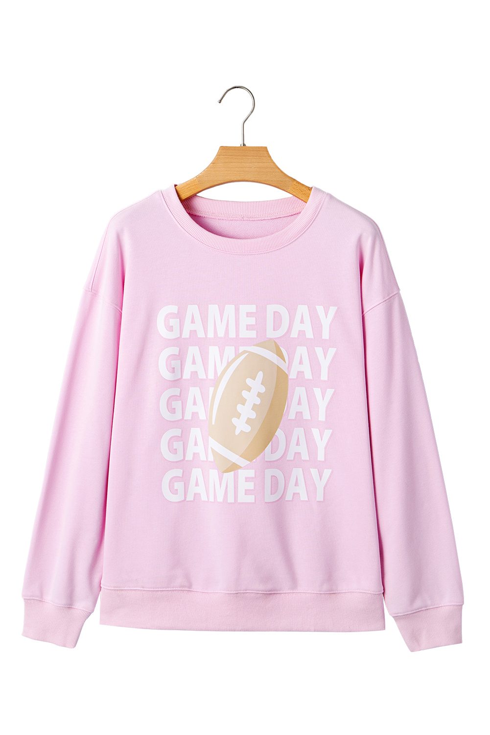 Pink GAME DAY Football Rugby Print Casual Sweatshirt - loveforevers