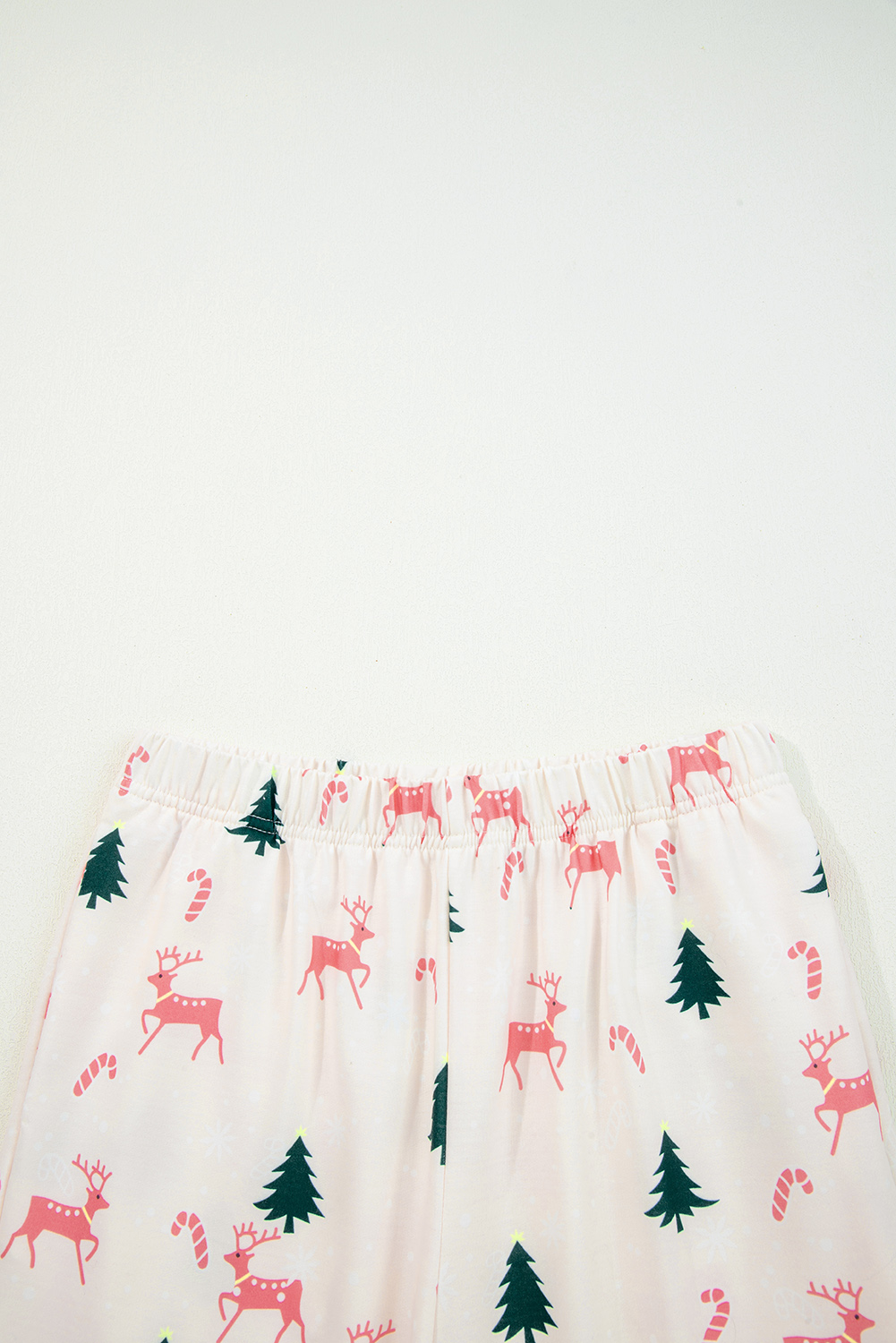 Pink Bow Christmas Tree Print Contrast Striped Banding 2pcs Lounge Set - loveforevers
