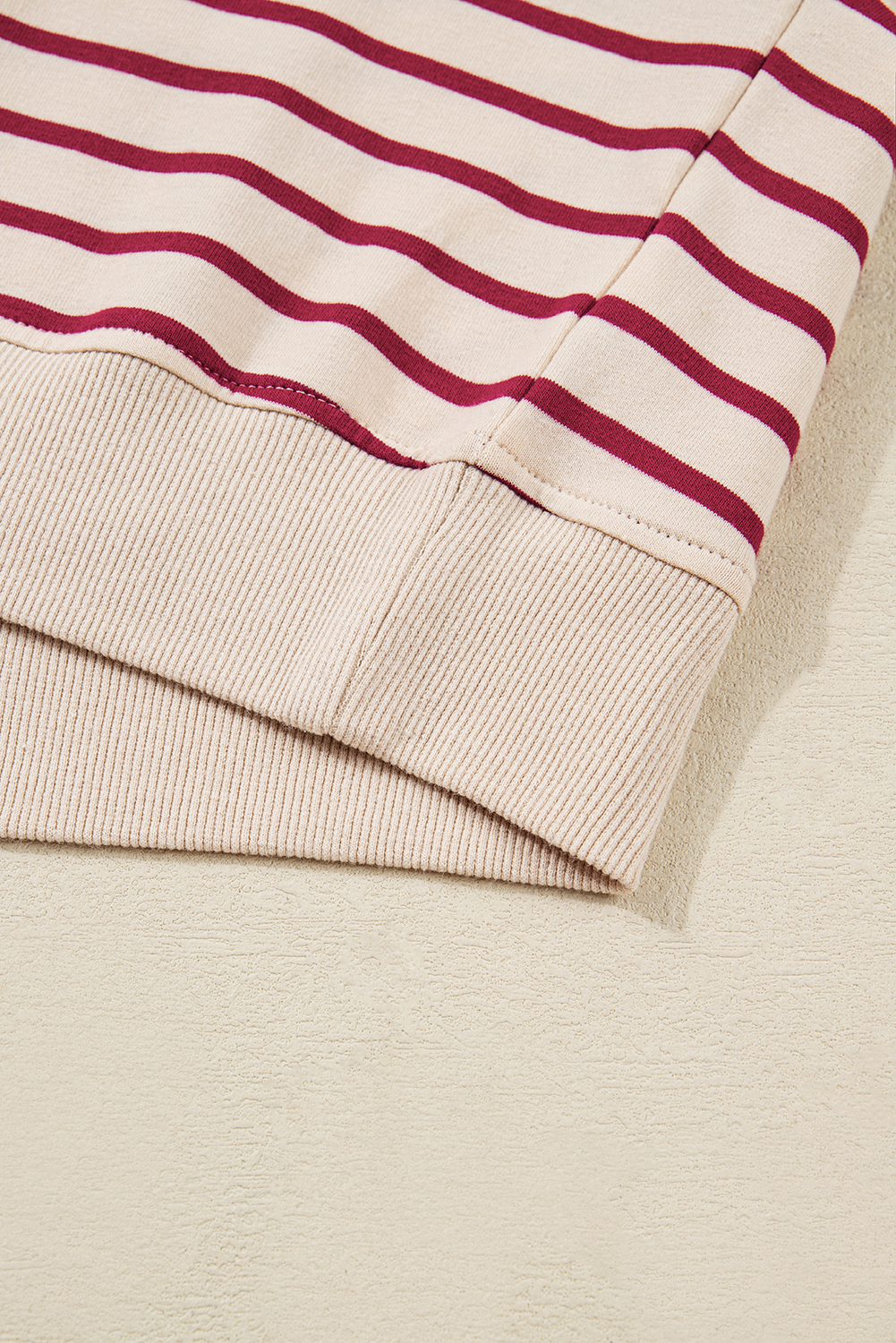 Red Stripe Cropped Collared Drop Shoulder Pullover and Bubble Mini Skirt Set - loveforevers