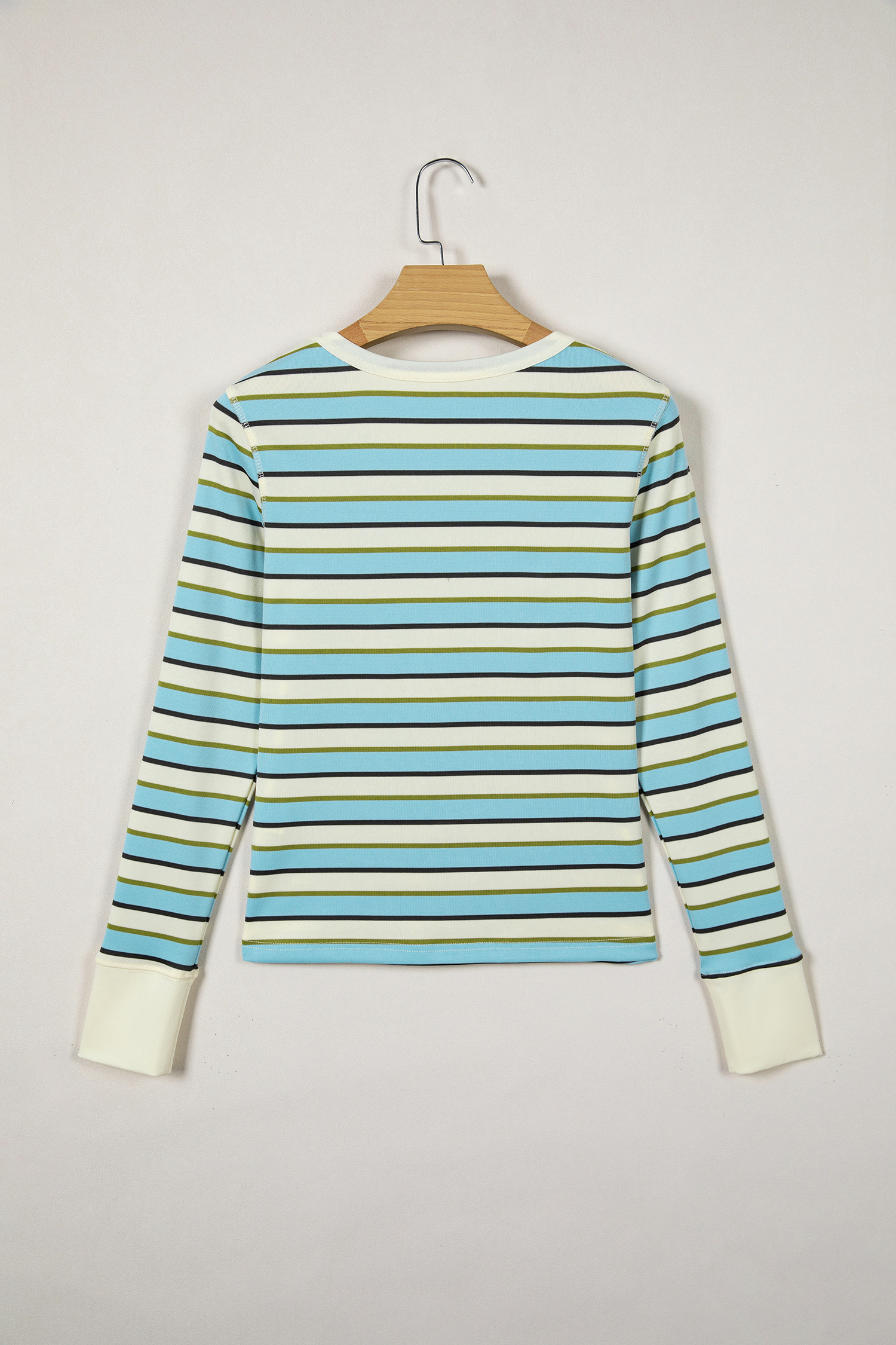 Multicolour Striped Round Neck Ribbed Knit Long Sleeve Top - loveforevers